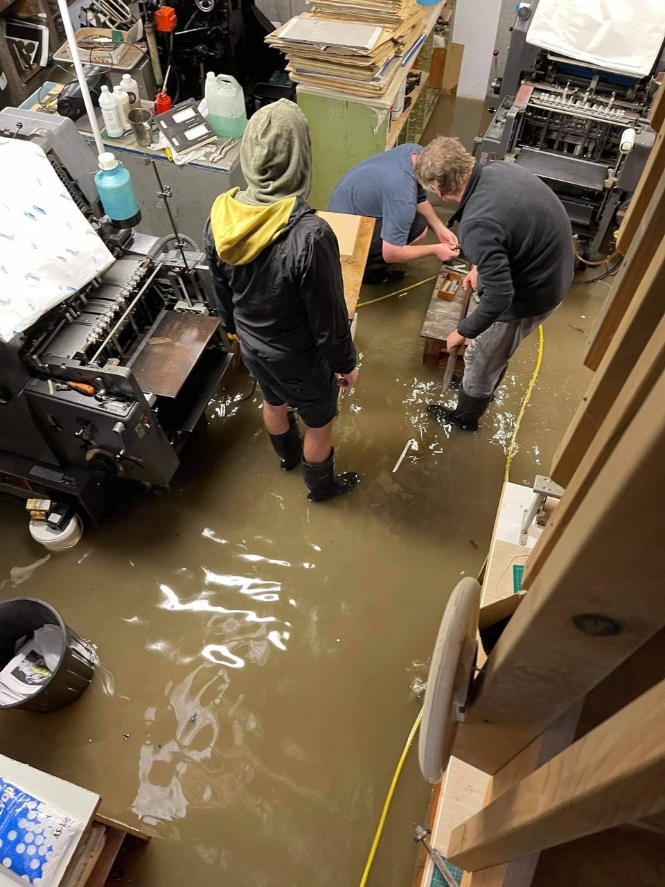 Bowring Print was one of the many businesses that suffered flood damage in Kumeu. Photo / Supplied