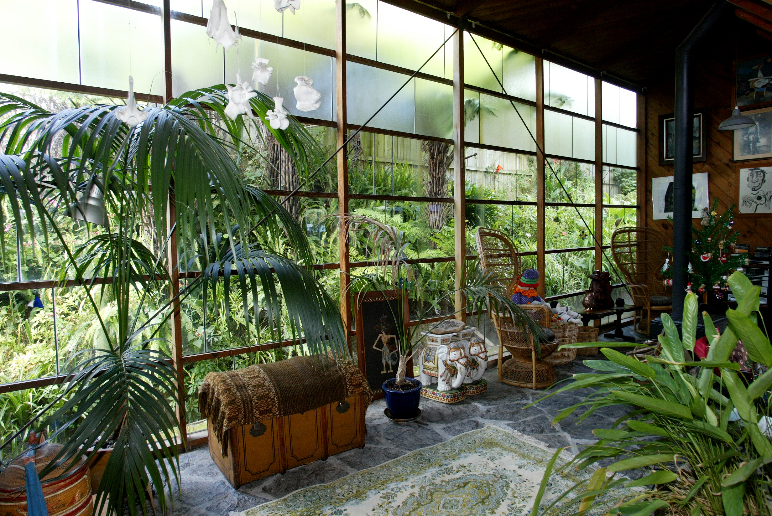 The glass wall looking out from the living room of Rotherham House in Devonport, photographed in 2003. Photo / Martin Sykes
