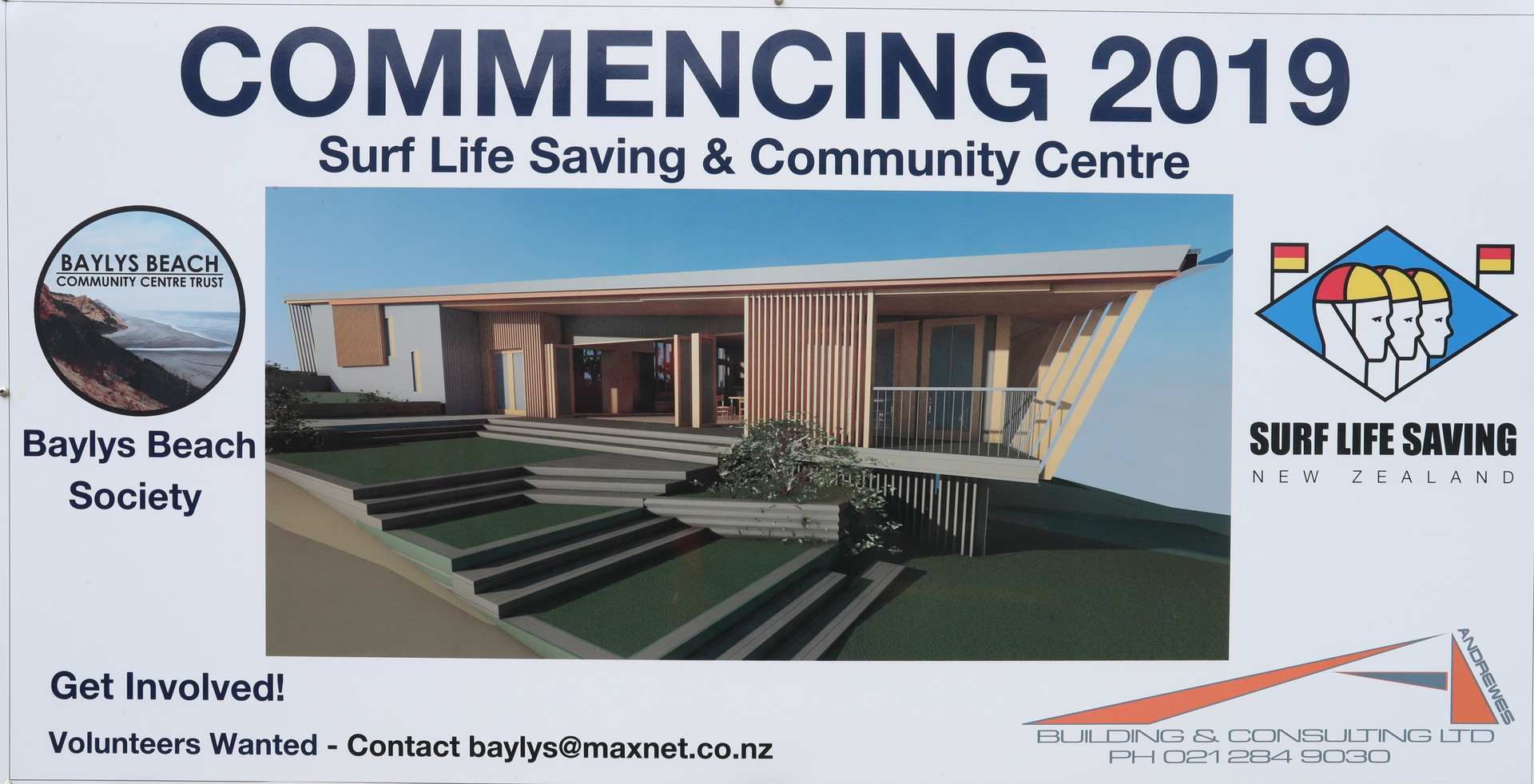 The design image for the new community centre at Baylys Beach.