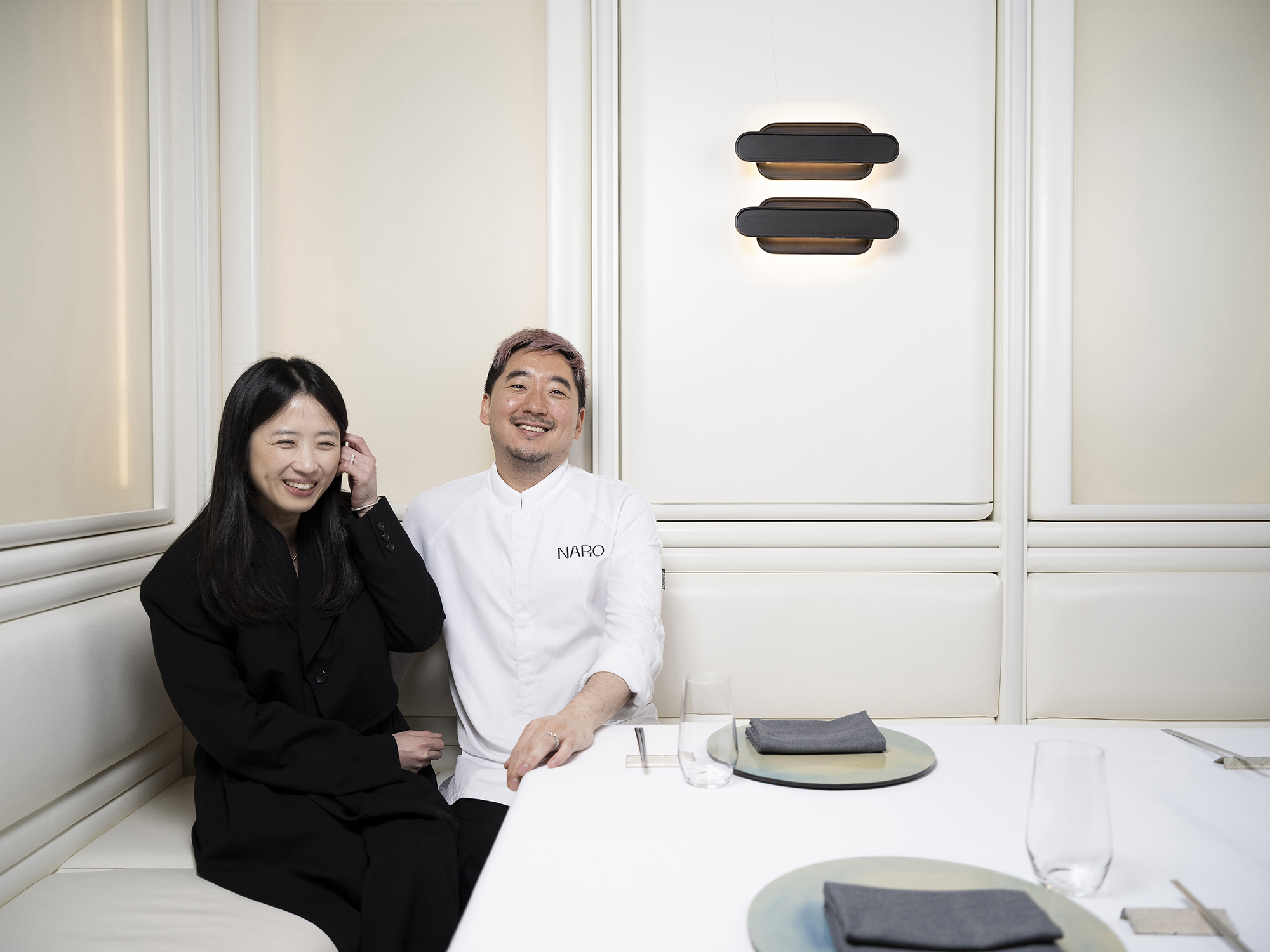 The chef Junghyun Park, formerly of Jungsik, with his wife, Ellia, at Naro in New York. Photo / Karsten Moran, The New York Times
