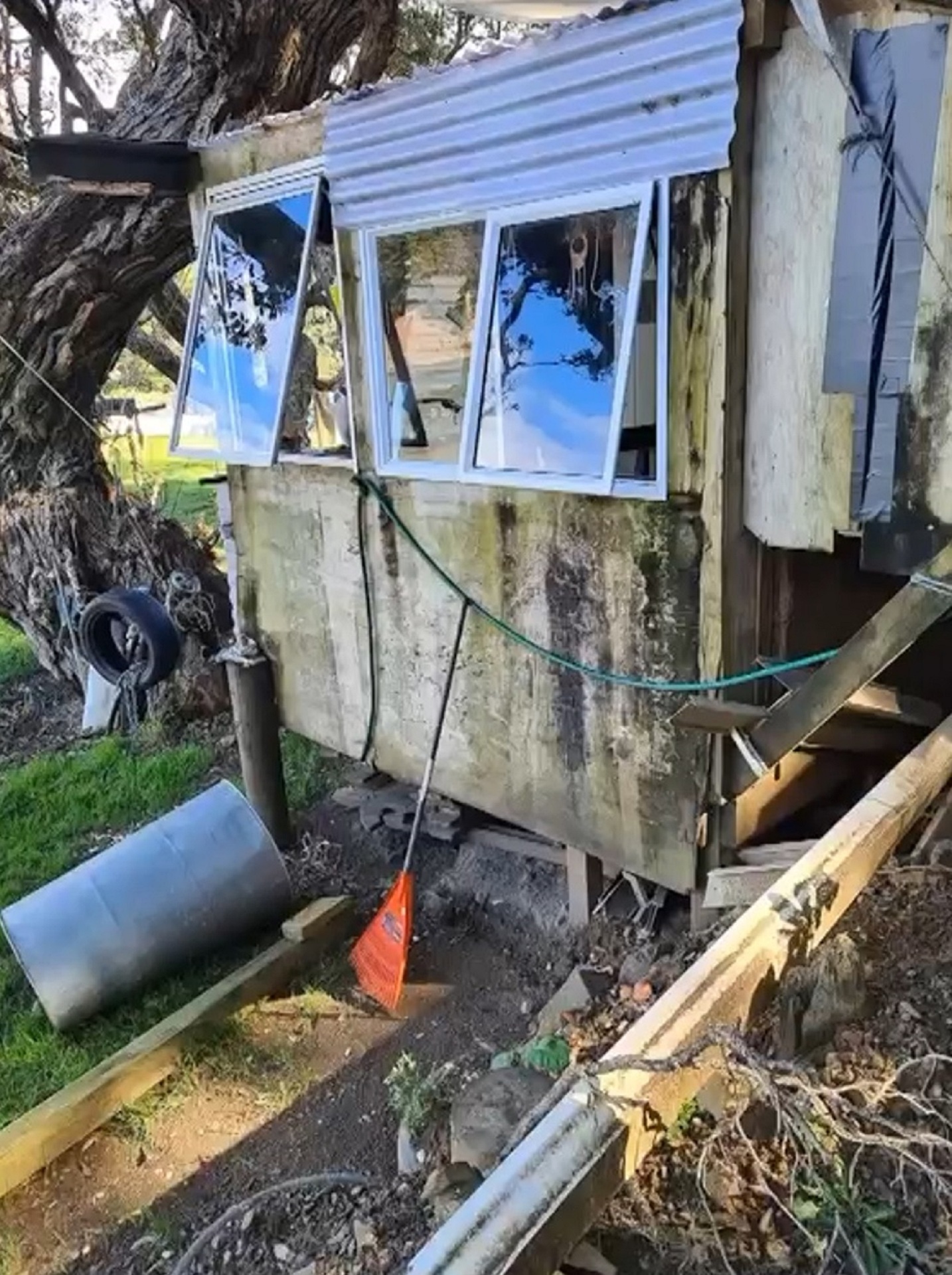 This lean-to is where an elderly woman lives north of Kaeo. Photo / Supplied