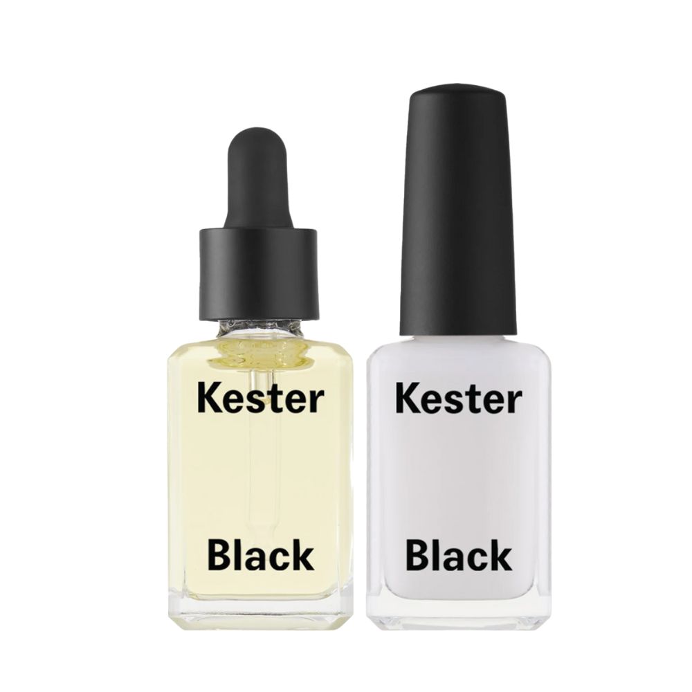 Kester Black's Ultimate Nail Rescue Duo contains a Rest & Repair Mask to fix flaking, peeling and splitting nails, and Self Love Oil to soften cuticles and increase the health of nails. Photo / Supplied