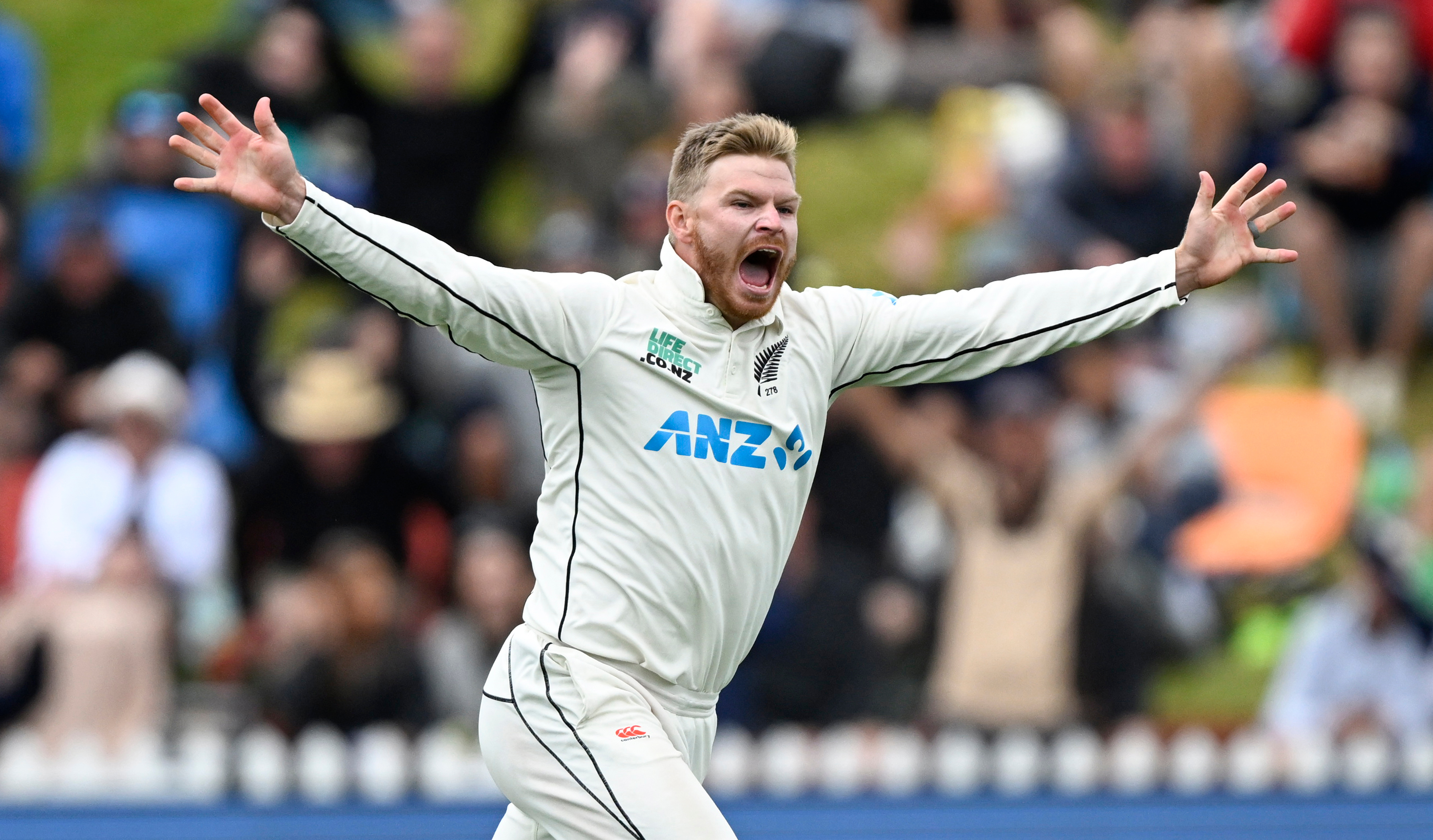 Glenn Phillips celebrates his first career five-wicket haul. Photo / Photosport