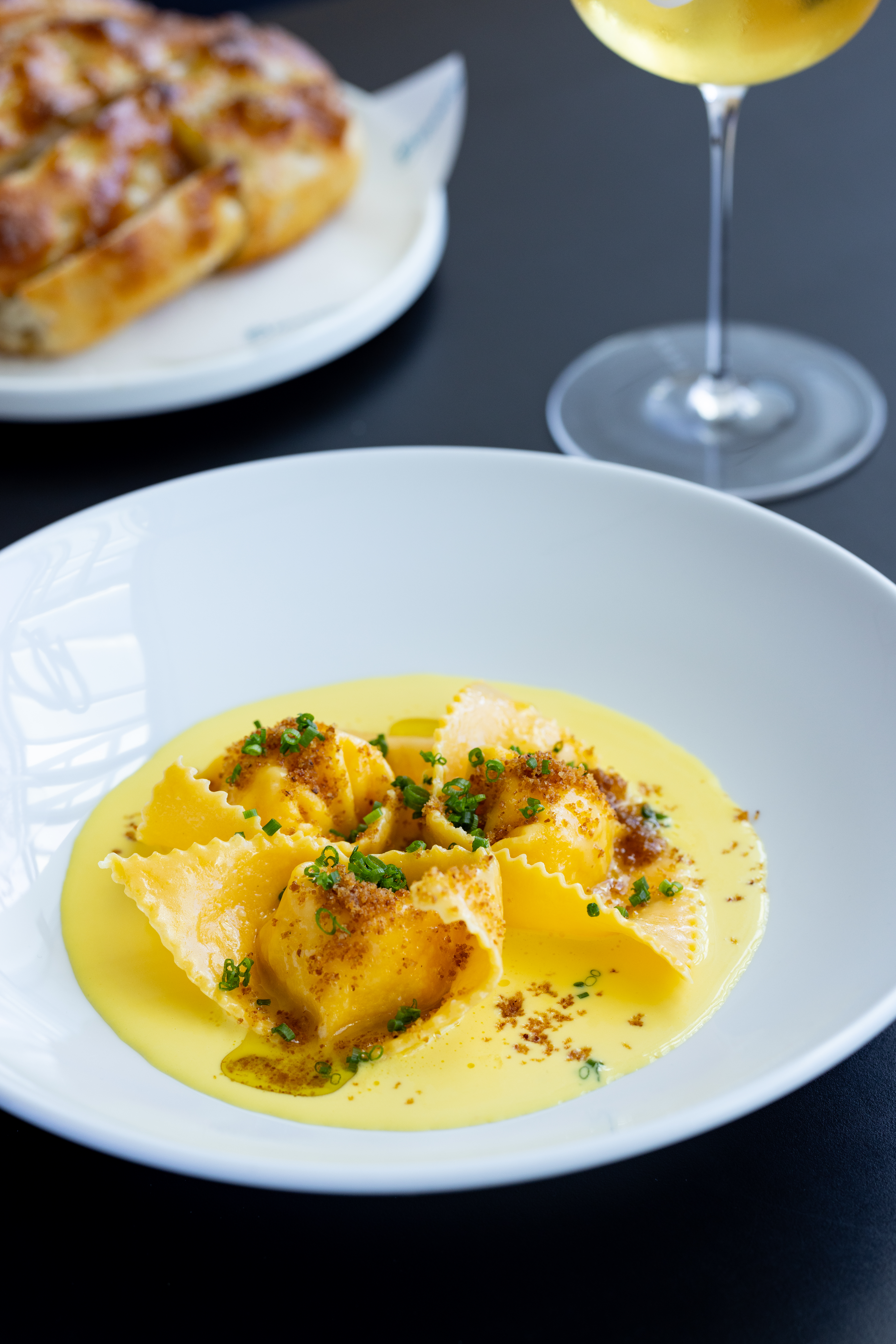 The cappelletti, prawn, saffron mascarpone, anchovy crumbs on the menu at Bianca. Photo / Babiche Martens