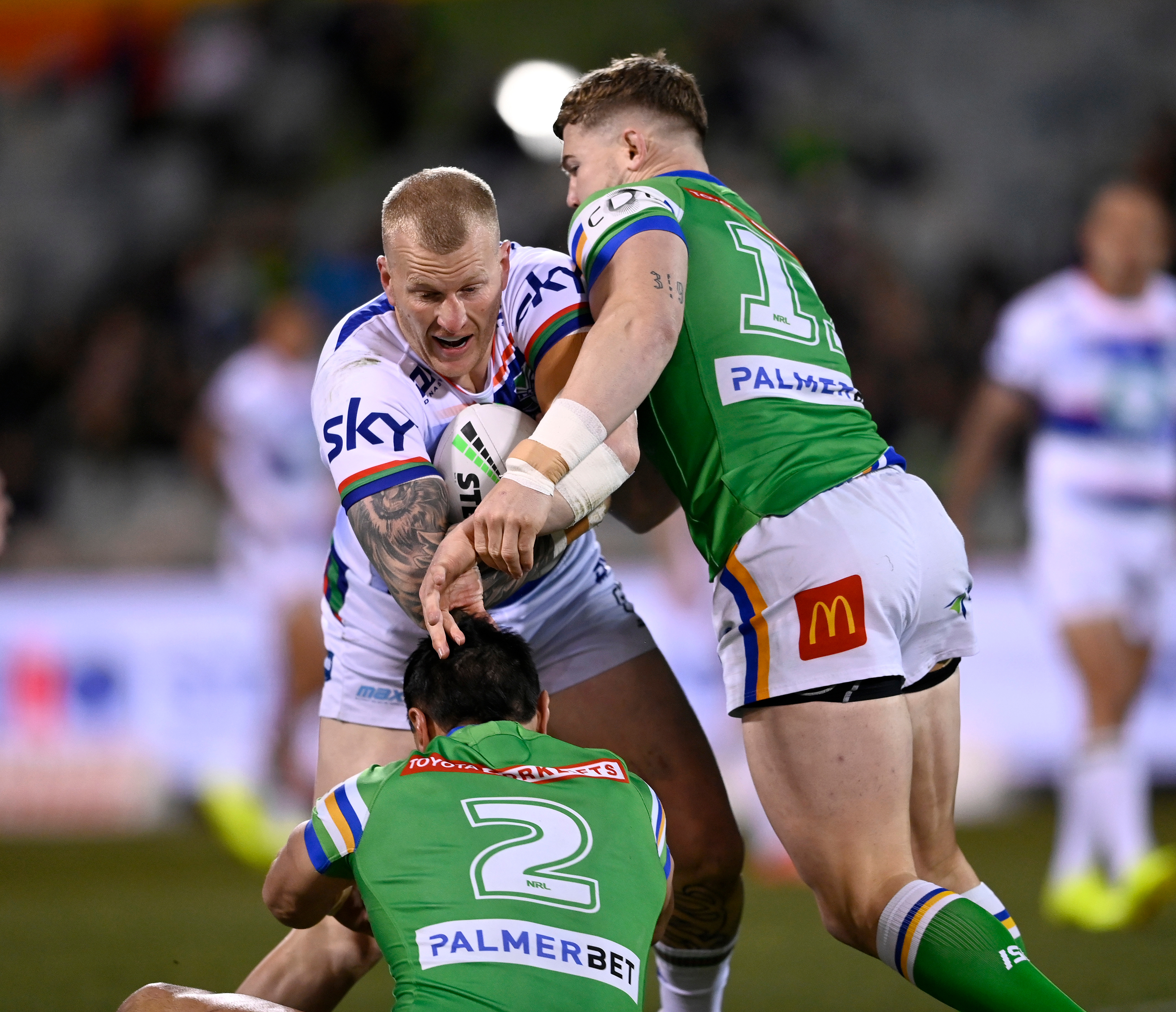 Mitch Barnett scored one of the Warriors' four tries in their loss to Canberra. Photo / Photosport