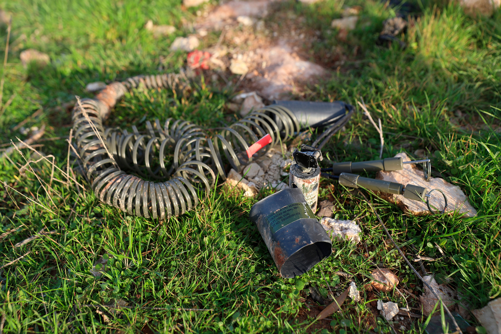Military devices are shown outside the destroyed house.  Photo / AP