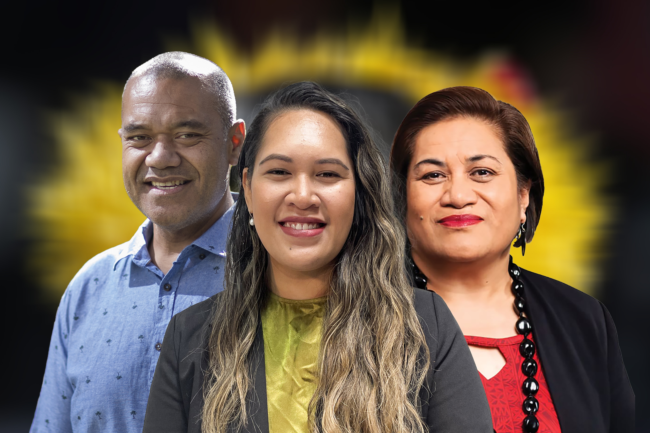 L-R: Pacific MPs Fa'anana Efeso Collins (Green Party) Angee Nicholas (National Party) and Lemauga Lydia Sosene (Labour Party).