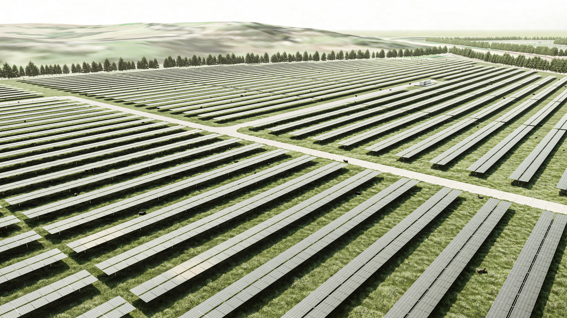 Artist's impression of the Dargaville solar farm, Lodestone One, which would be the biggest solar power plant in New Zealand. Photo / supplied