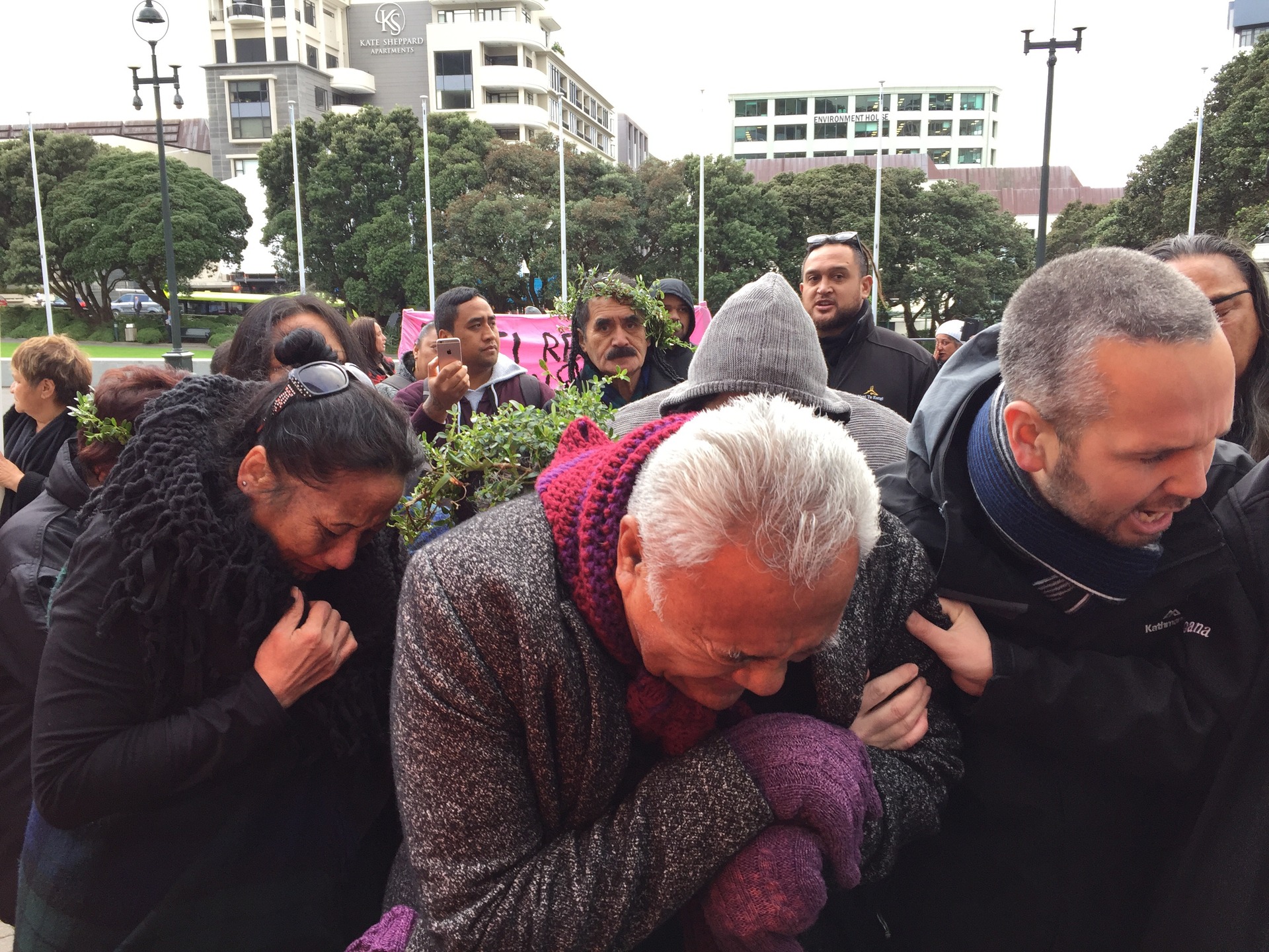 Ngai Te Rangi protest Hauraki Collective settlement signing. Photo / Lucy Bennett