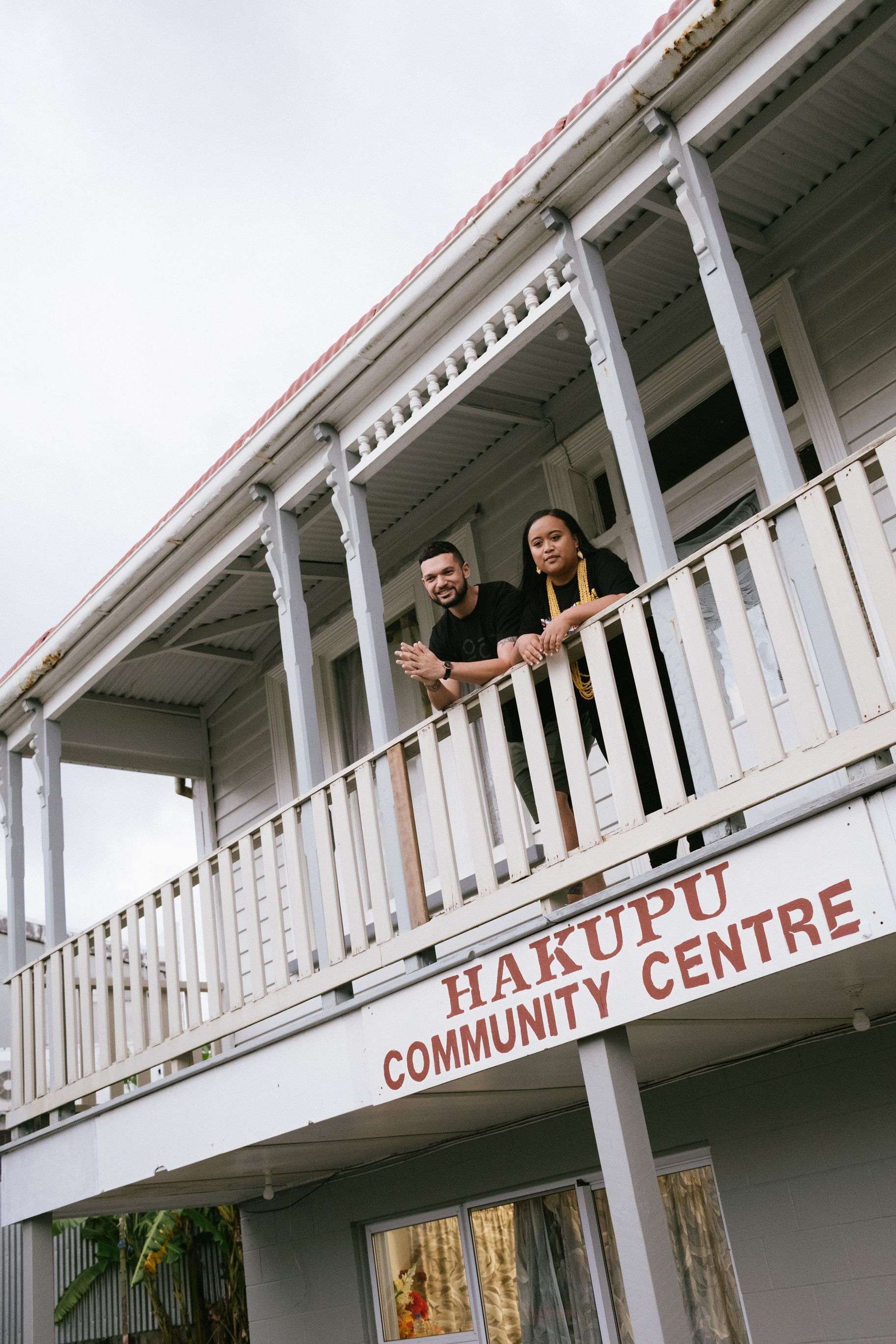 Leki Jackson-Bourke and his cousin Eunique Cabrini Ikiua at Hakupu Community Centre.