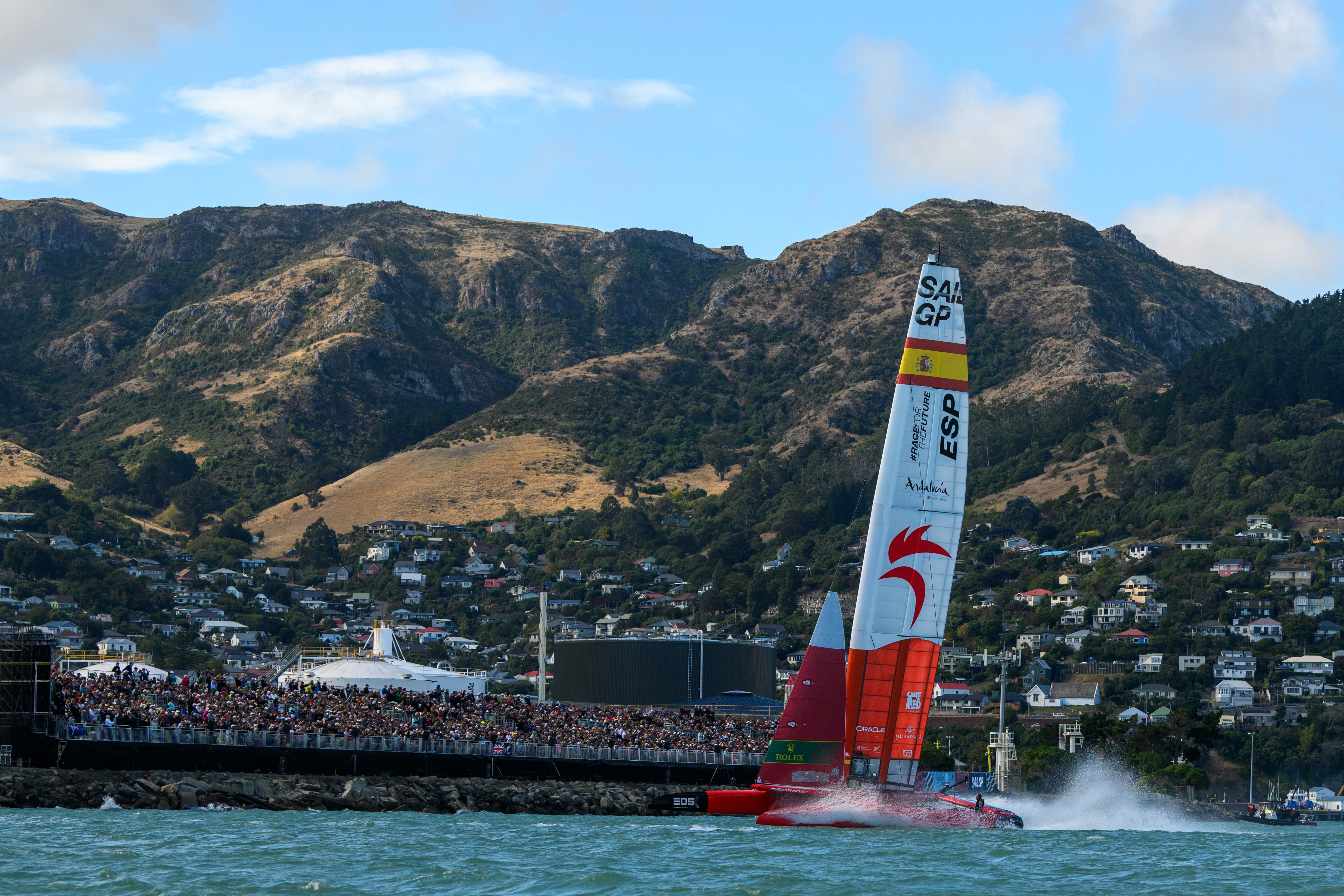 Liz Mackay and Blair Tuke both spoke of the intimacy of Lyttelton Harbour’s natural amphitheatre. Photo / Getty Images