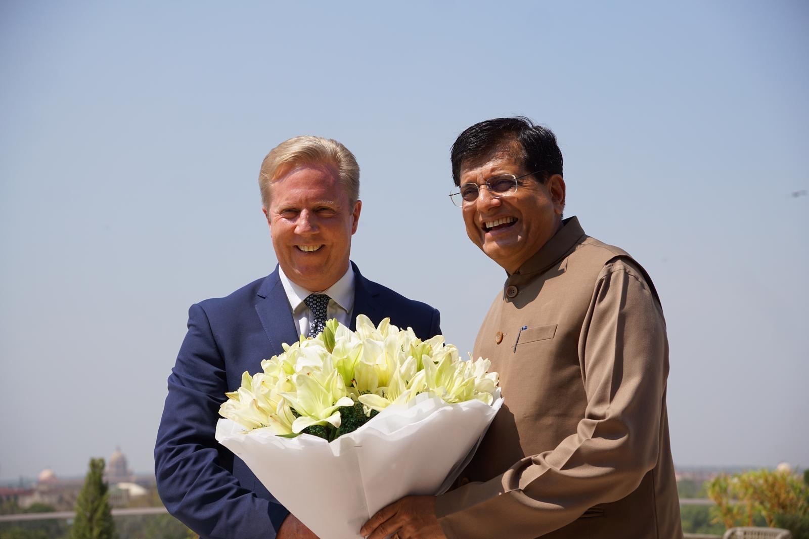 Todd McClay and his Indian counterpart Piyush Goyal earlier this year.