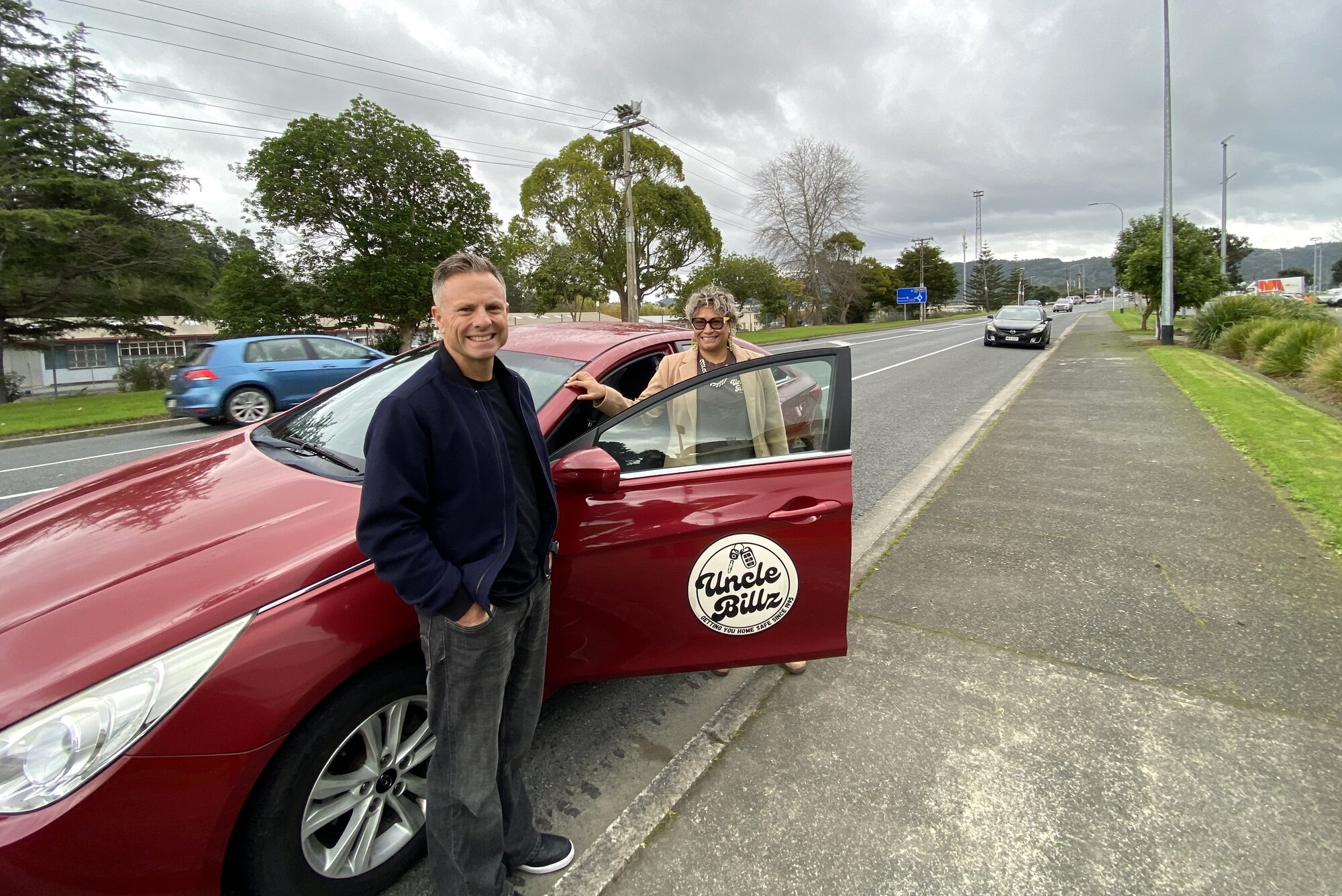 Brent Markwick, from Semenoff Stadium, and Tiana Epati, from Uncle Billz, are looking forward to fans being successfully transported to and from the big games on Saturday. Photo / Denise Piper