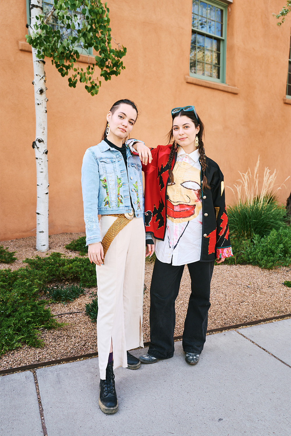 Twins Quincey Young Poersch, left, and Sophia Sampson Poersch, of the Lumbee Tribe of North Carolina, attend Native Fashion Week. Photo / Simbarashe Cha for The New York Times