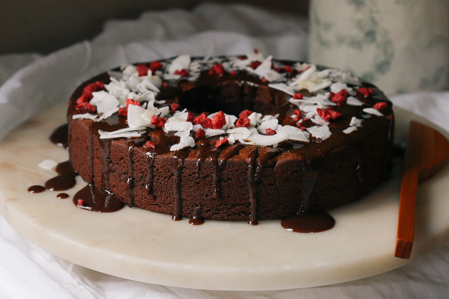 This toasted almond blackcurrant chocolate cake is a truly decadent recipe to try out. Photo / Eleanor Ozich