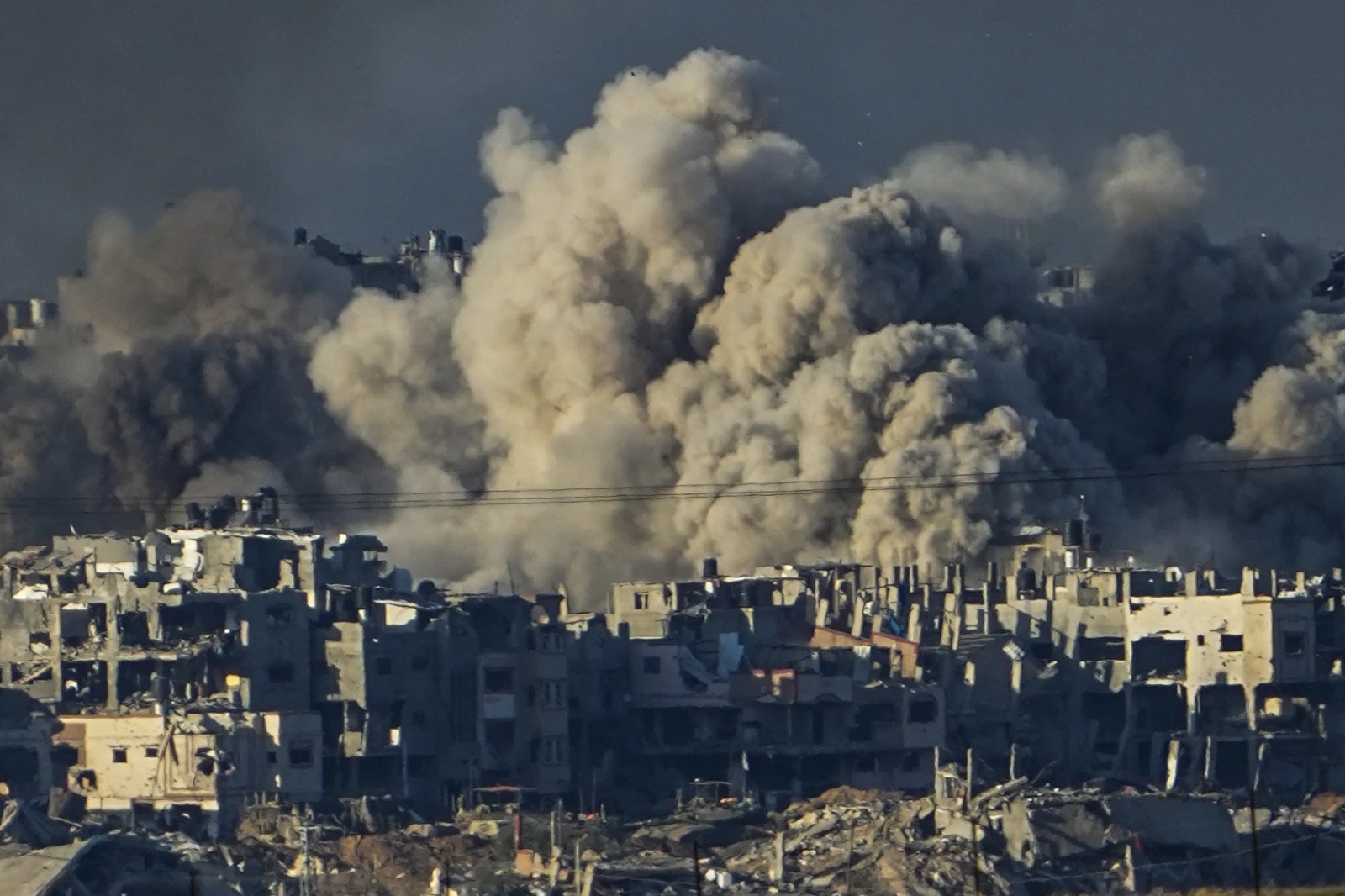 Smoke rises following an Israeli bombardment in the Gaza Strip, as seen from southern Israel. Photo / AP