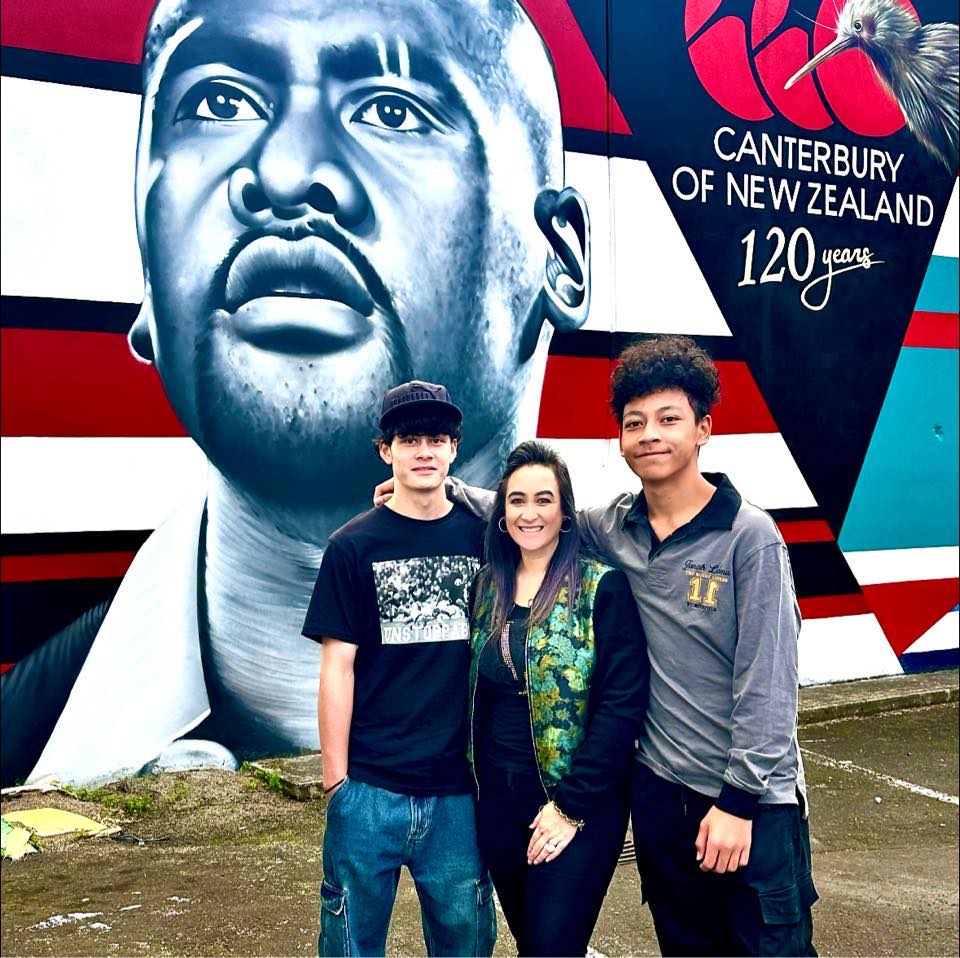 Nadene Lomu with her and Jonah's boys, Dhyreille and Braylee. Photo / Supplied