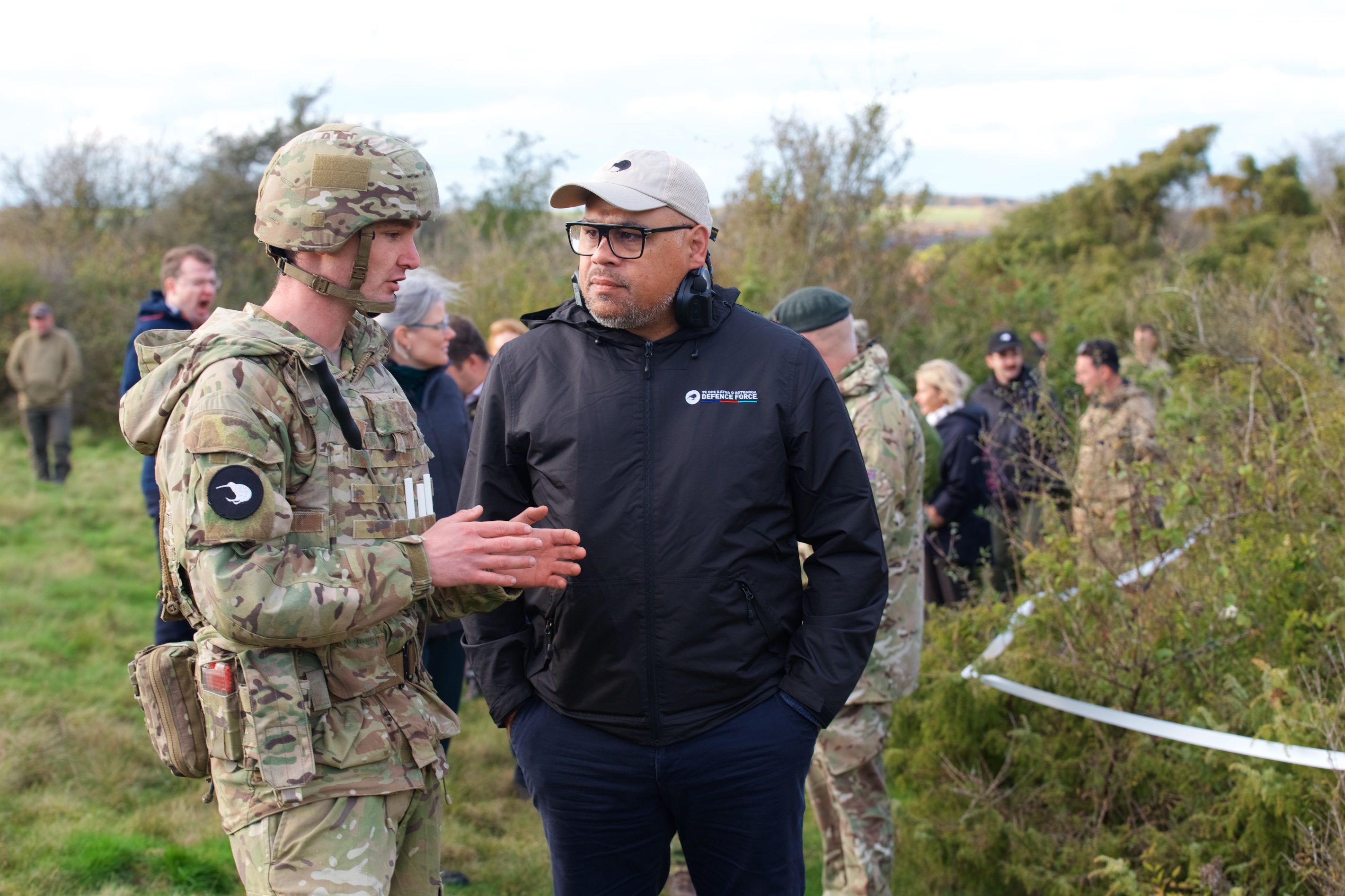 Peeni Henare, New Zealand Defence Minister, inspects the troops.