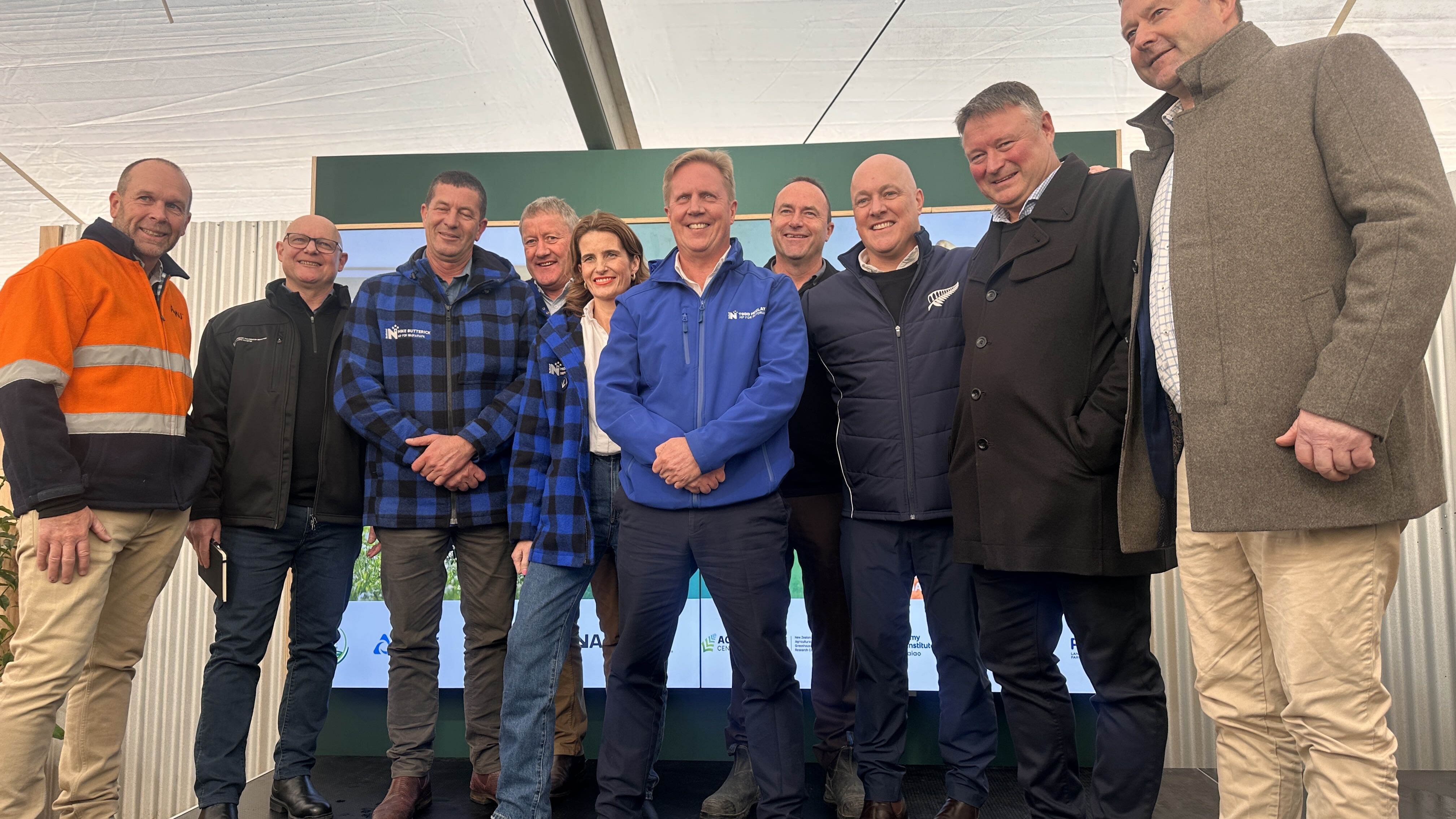 Prime Minister Christopher Luxon and other ministers at the Fieldays at Mystery Creek. Photo / Jamie Ensor