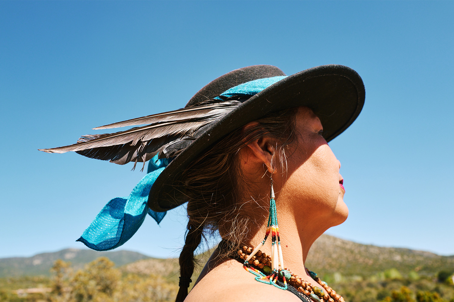 A feathered hat seen during Native Fashion Week. Photo / Simbarashe Cha for The New York Times