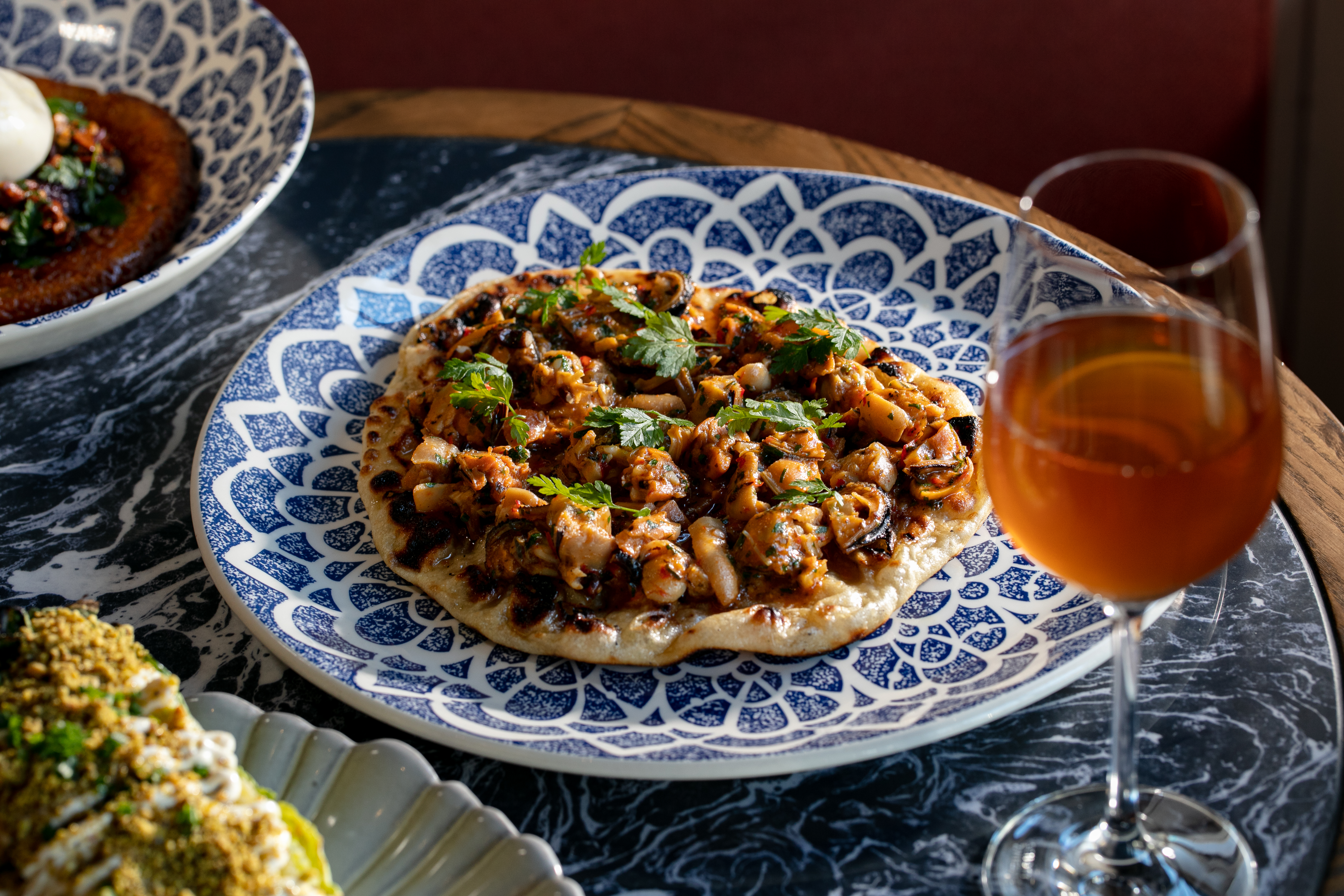 The mussel flatbread. Photo / Babiche Martens
