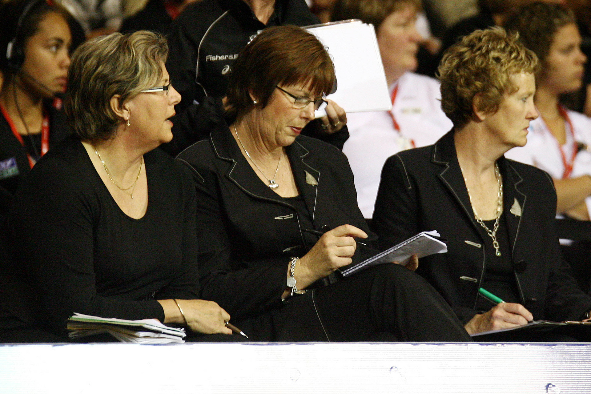 Ruth Aitkin (centre), the most capped Silver Ferns coach, has been made a Dame. Photo / File