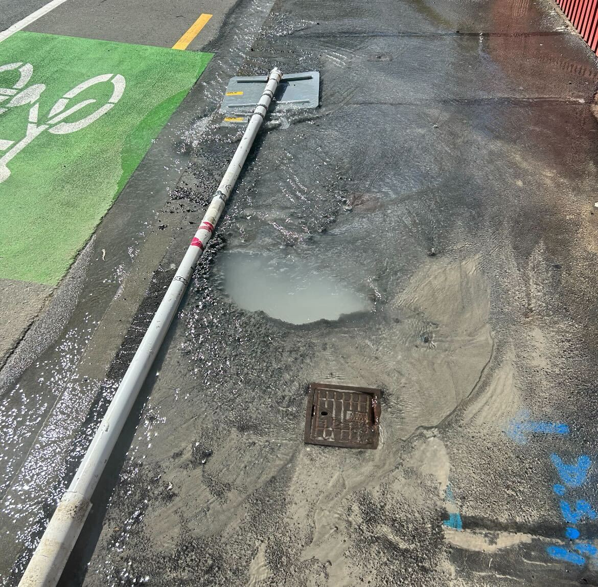 A sinkhole opened up in Wellington's Aro Valley this morning. Photo / Ethan Manera