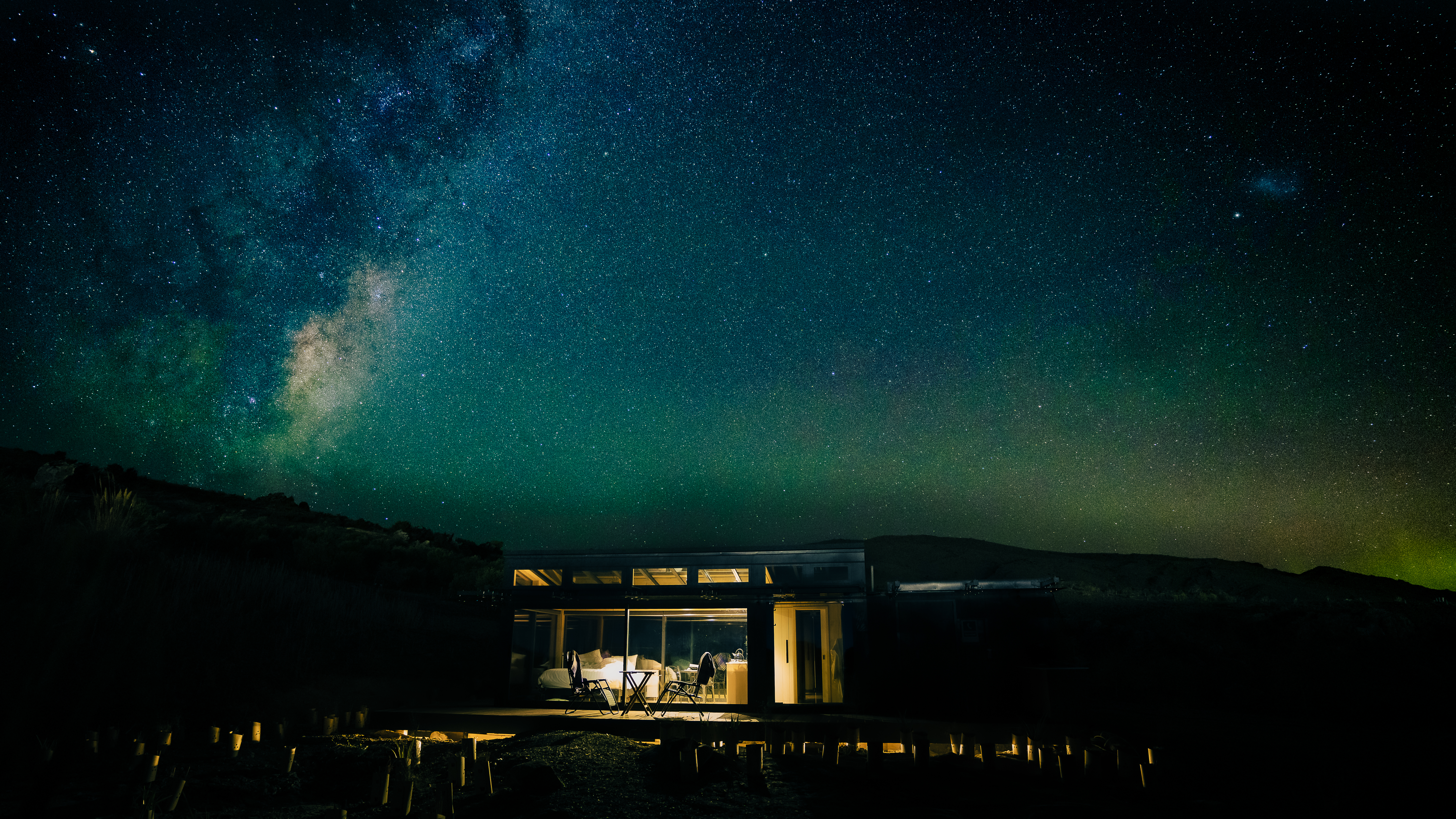 Stargazing from the Haurapa PurePod in Central Otago. Photo / Matt Finch