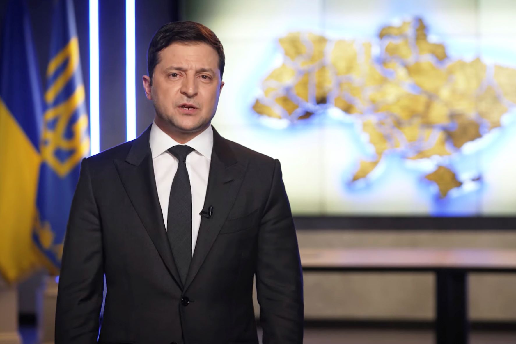 In this photo taken from video provided by the Ukrainian Presidential Press Office, Ukrainian President Volodymyr Zelenskyy addresses the nation in Kyiv, Ukraine, on February 24, 2022. It is now the first anniversary of Russia's war in Ukraine. Photo / via AP