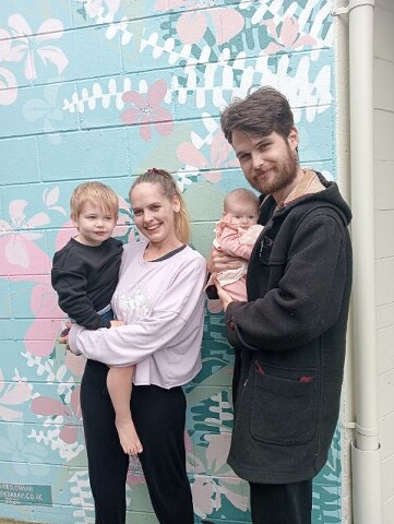 Selena Chapman and partner Jake Dent and their two young children Juda and Jupiter have been living in a motel for two years. 