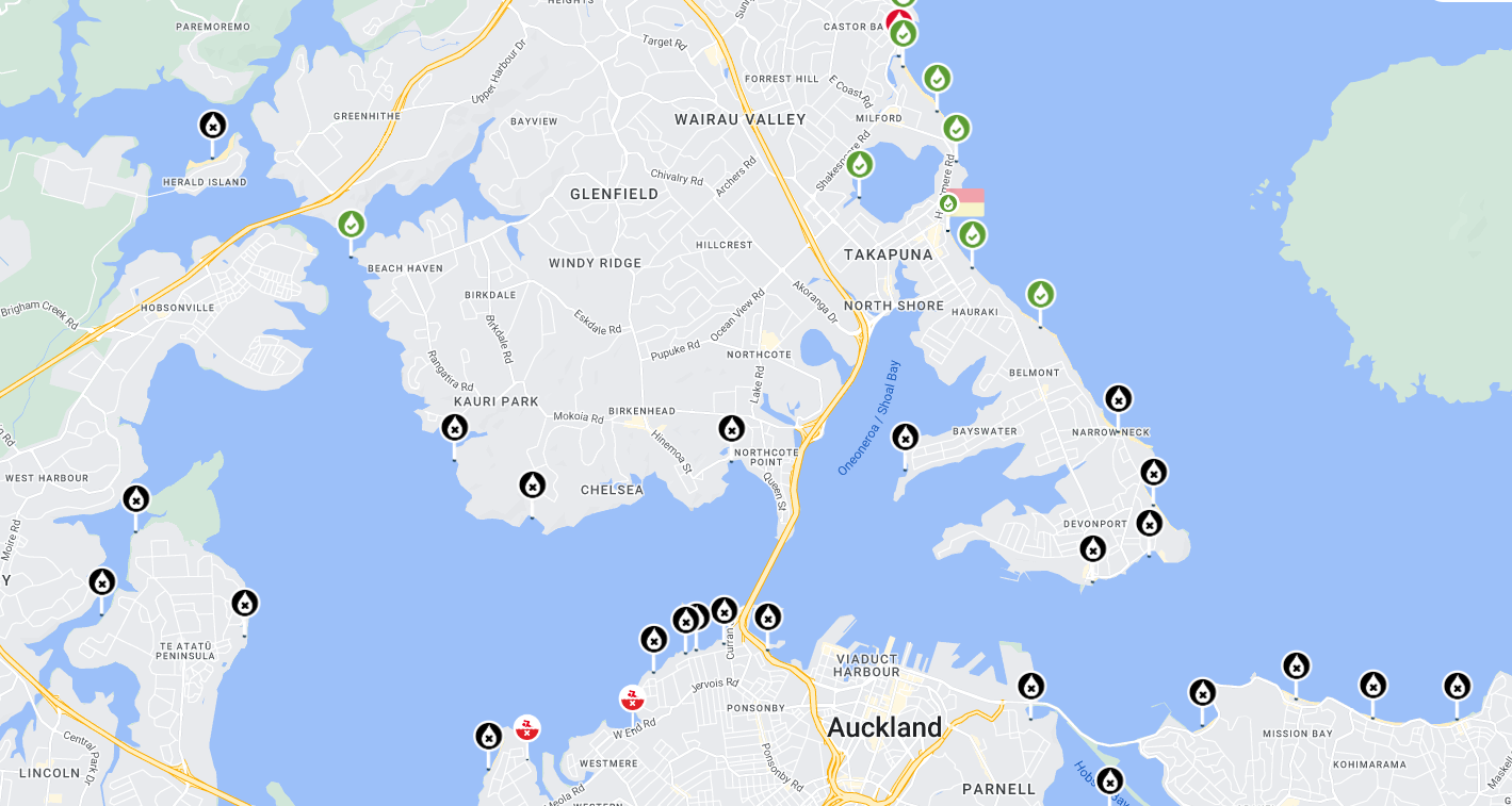 Safeswim’s website shows all beaches west of St Heliers and several on the North Shore in Auckland are closed. Photo / Safeswim