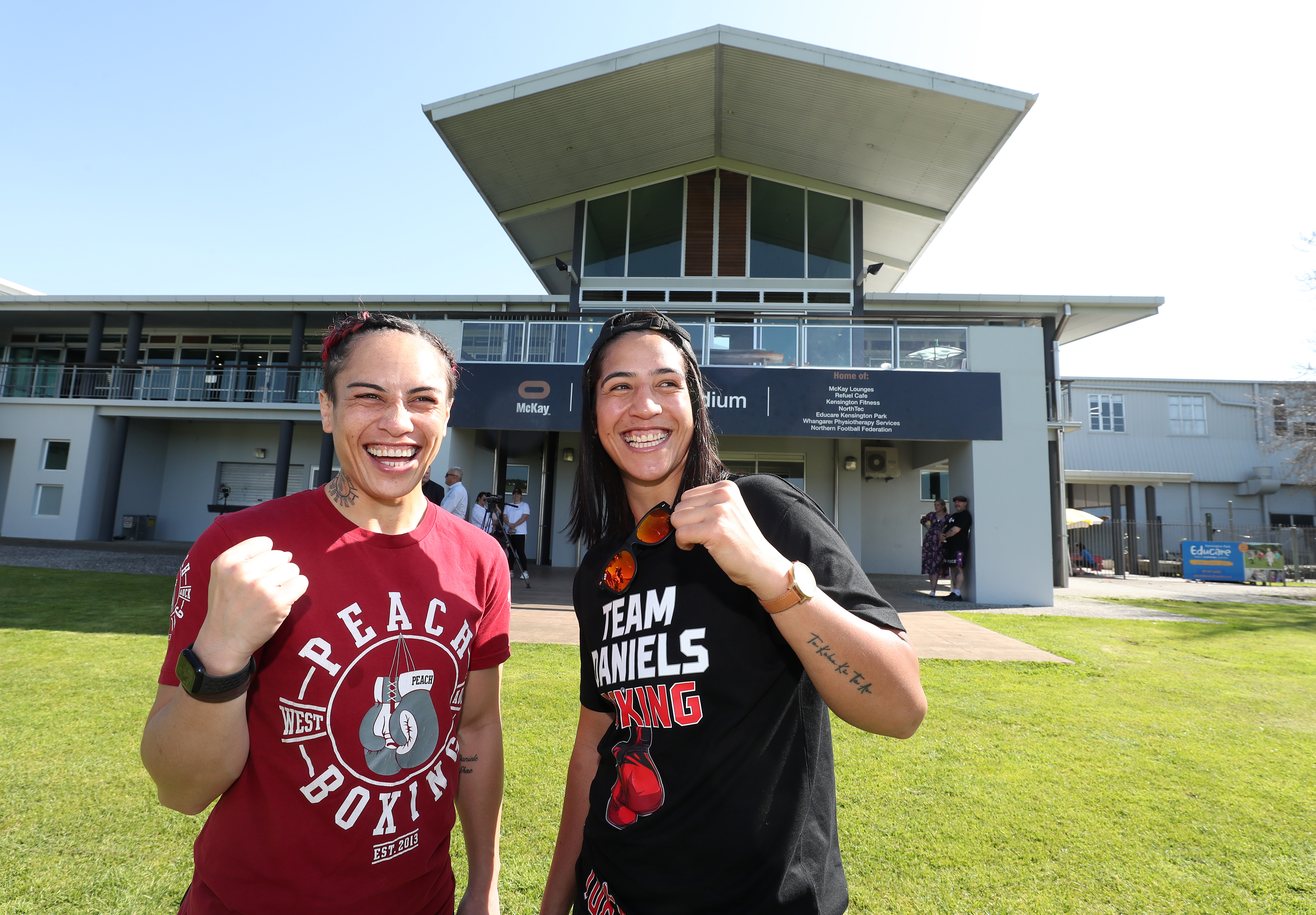 World champion boxers Mea Motu (left) from Kaitāia and Lani Daniels, from Whangārei.