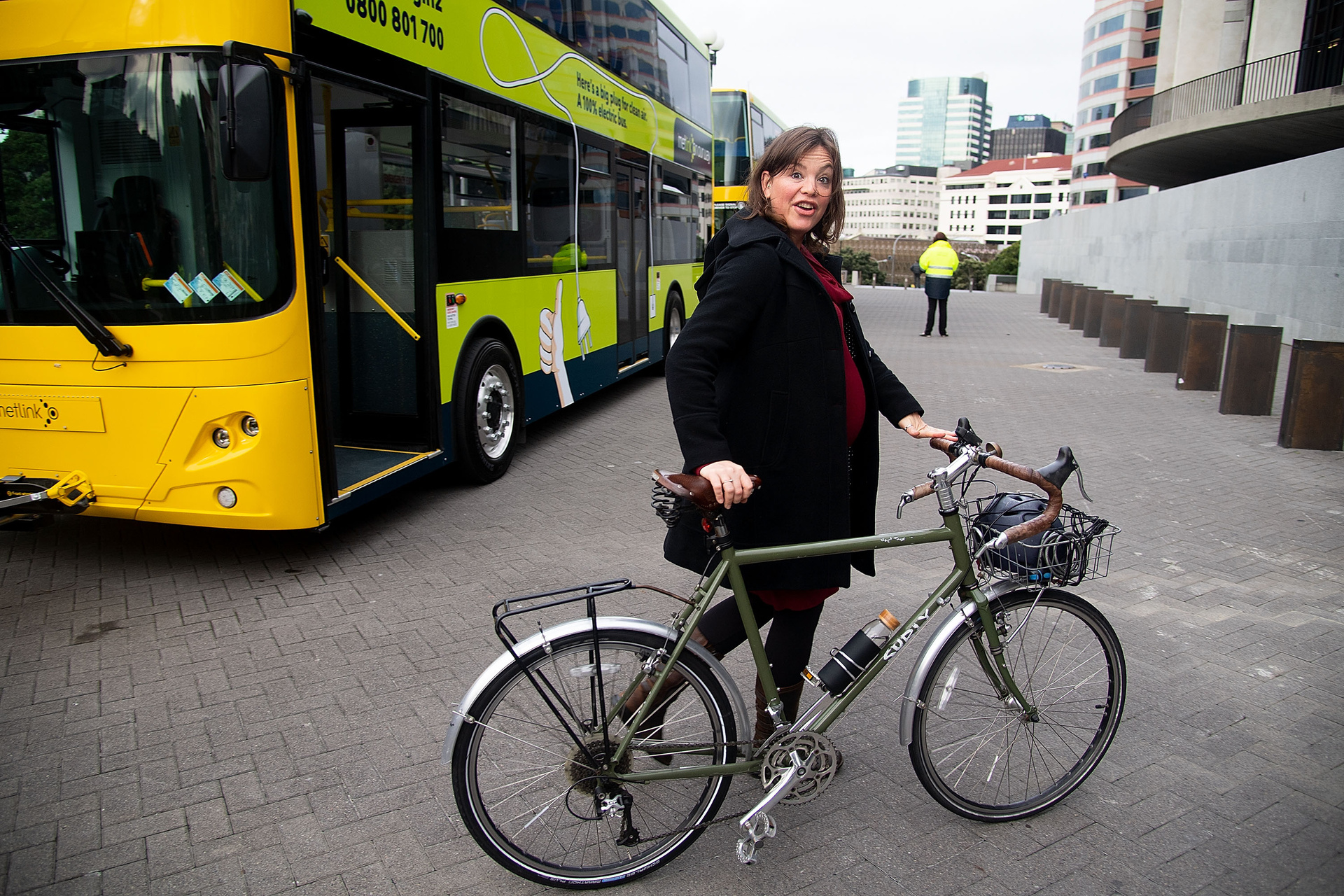 Julie Anne Genter and her bike. Photo / Marty Melville