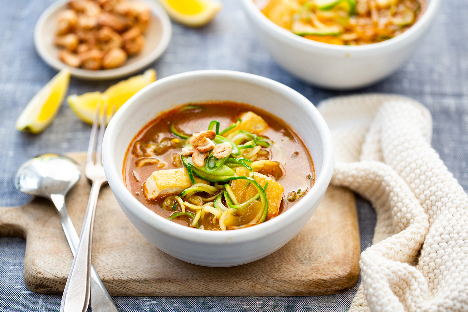 Courgette Noodle & Tofu Soup. Photo / Babiche Martens