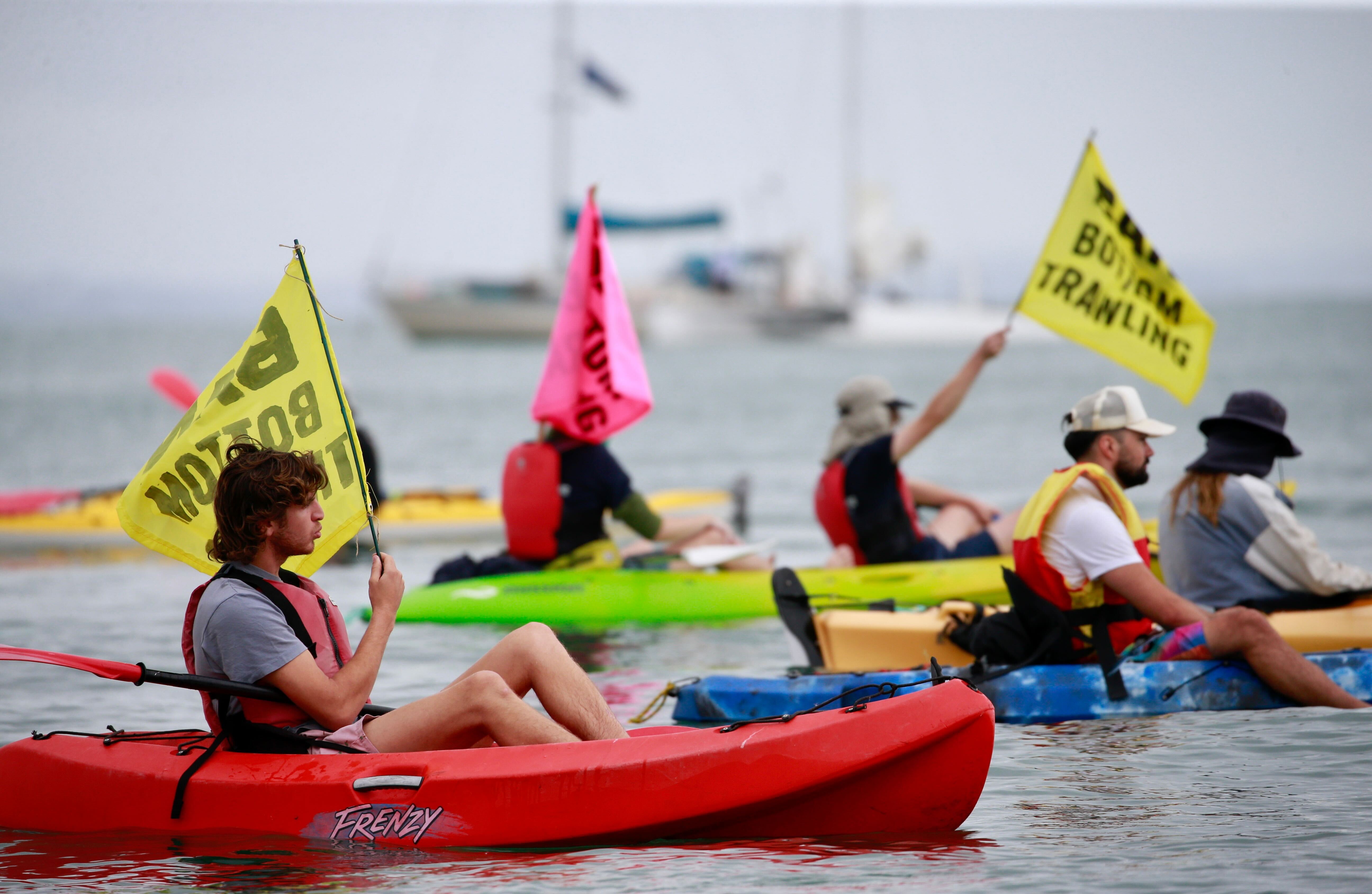 More than 200 crafts including kayaks, fishing boats and yachts registered to be on the water to voice their support of the event. Photo / Alex Burton