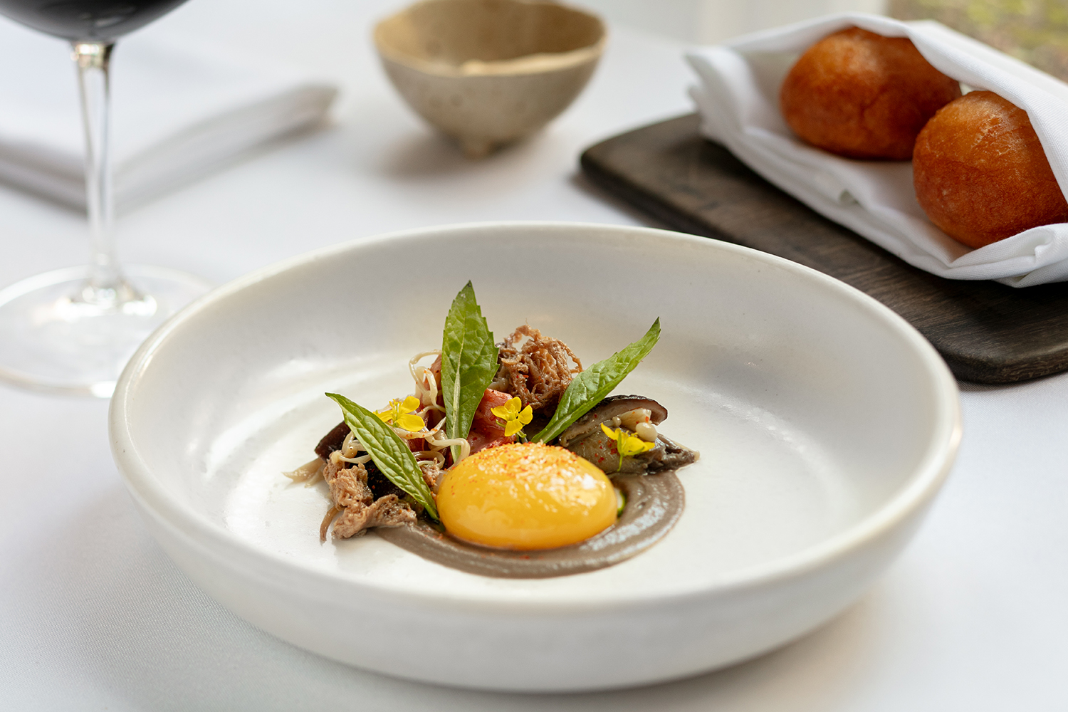 The Grove’s mushrooms with duck egg yolk. Photo / Babiche Martens