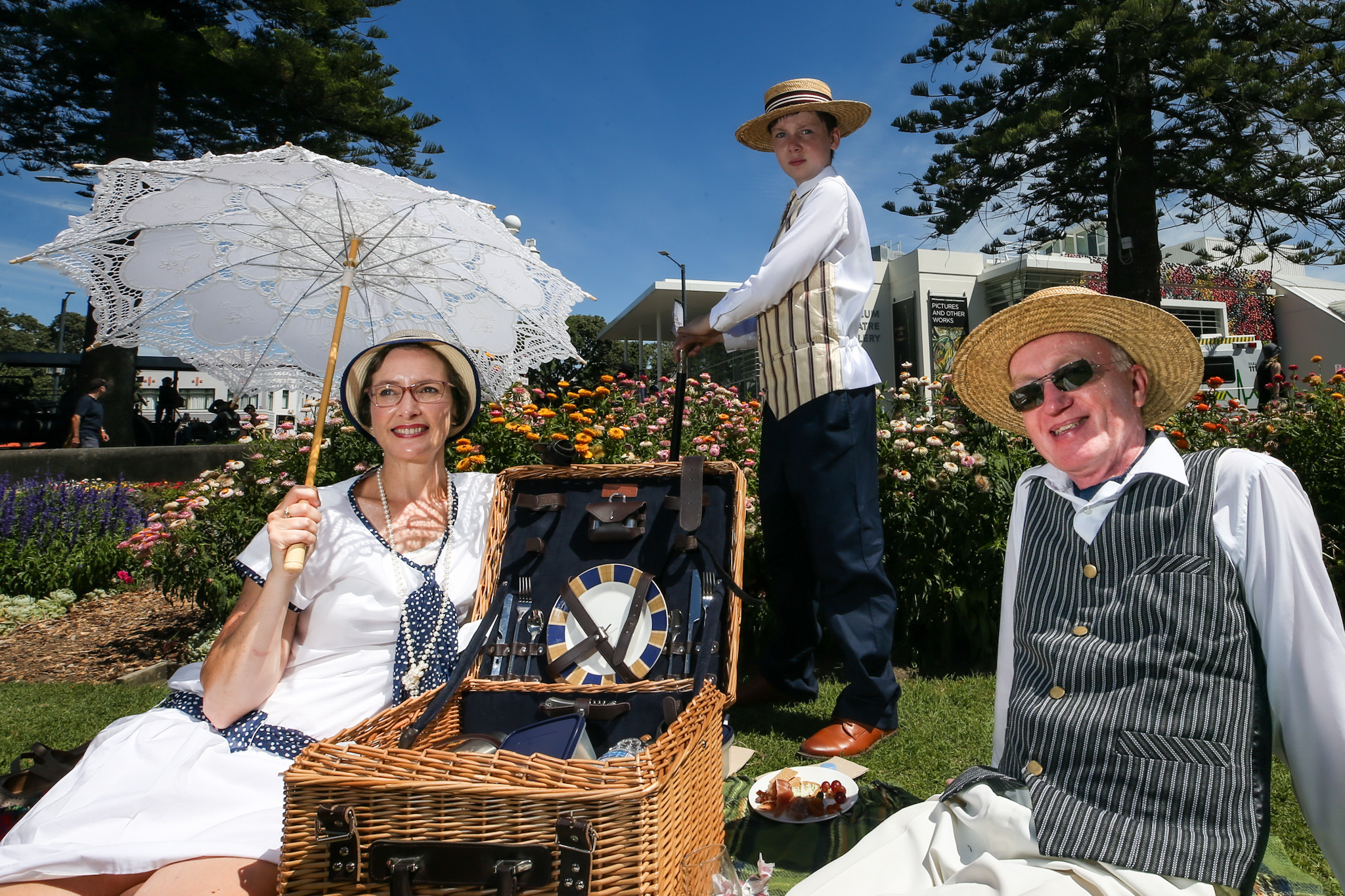 The Naylan family, from Wellington, enjoying the Tremains Gatsby Picnic. Photo / Paul Taylor