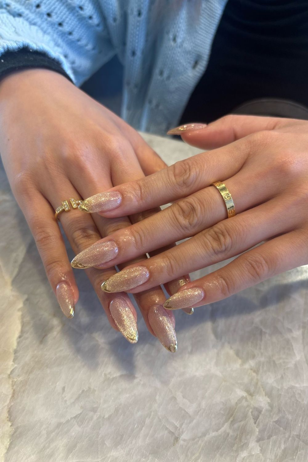 Cat eye is a colour trend that uses a magnet to help disperse polish for that eye-catching effect. Photo / Valet Nails 