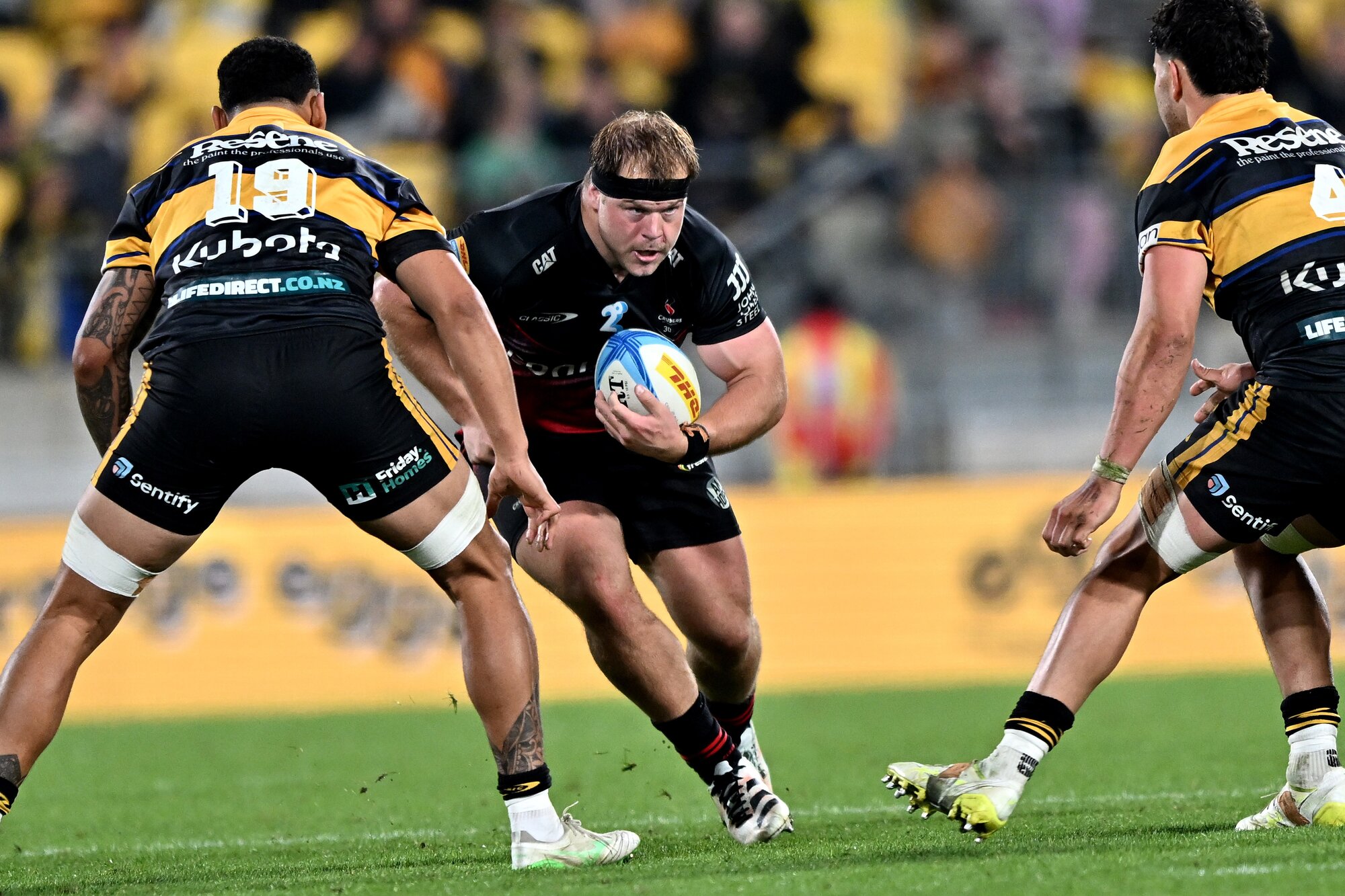 George Bell on the charge against the Hurricanes. Photo / Photosport