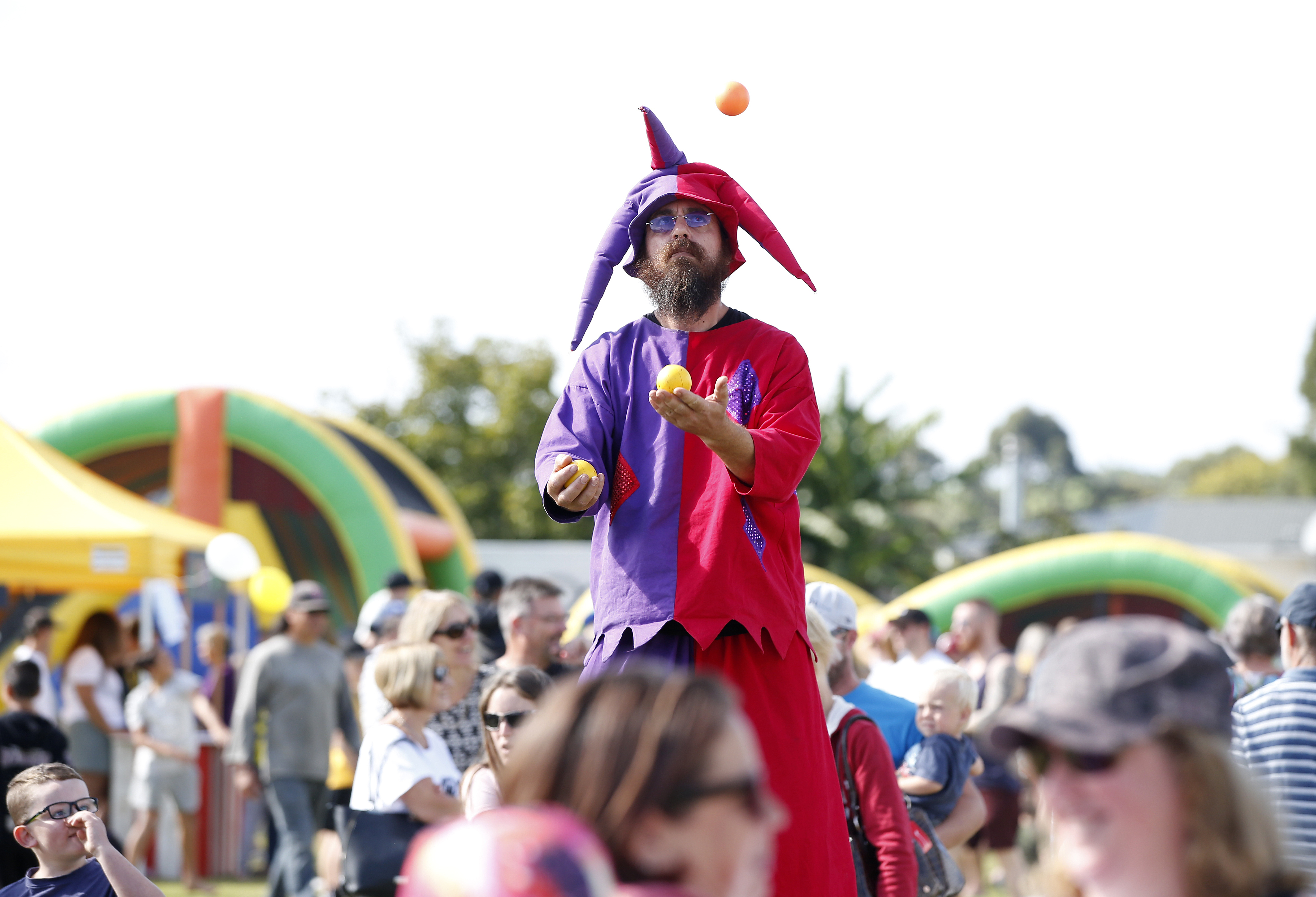 Circus Kumarani has been standing tall at Northland festivals for 21 years, as Deon Henderson demonstrates at the 2018 Waipu Easter Carnival. Photo / Michael Cunningham