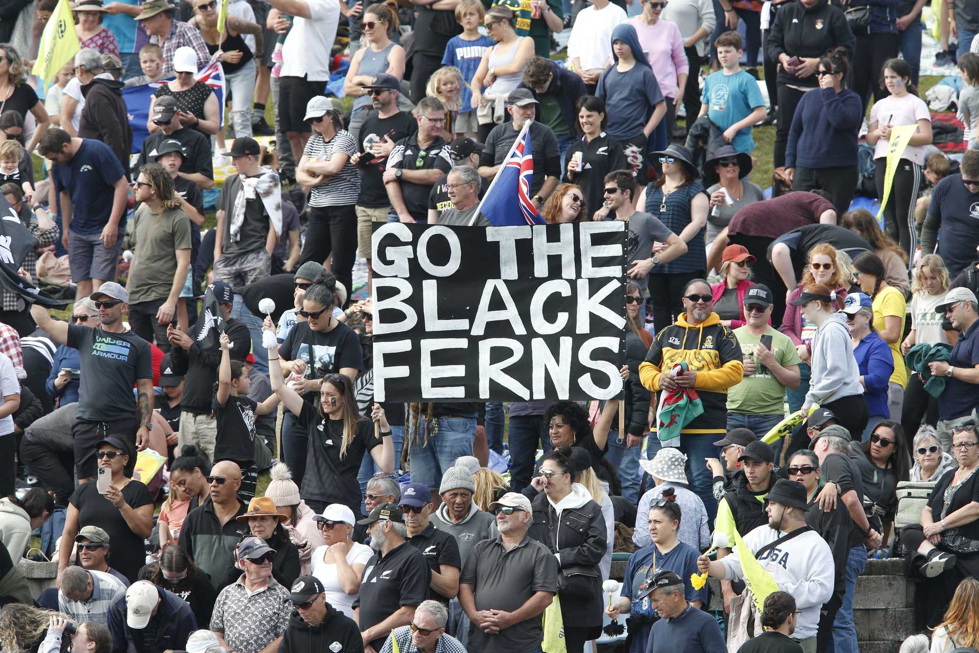 Black Ferns fans make sure their support is heard. Photo / Michael Cunningham