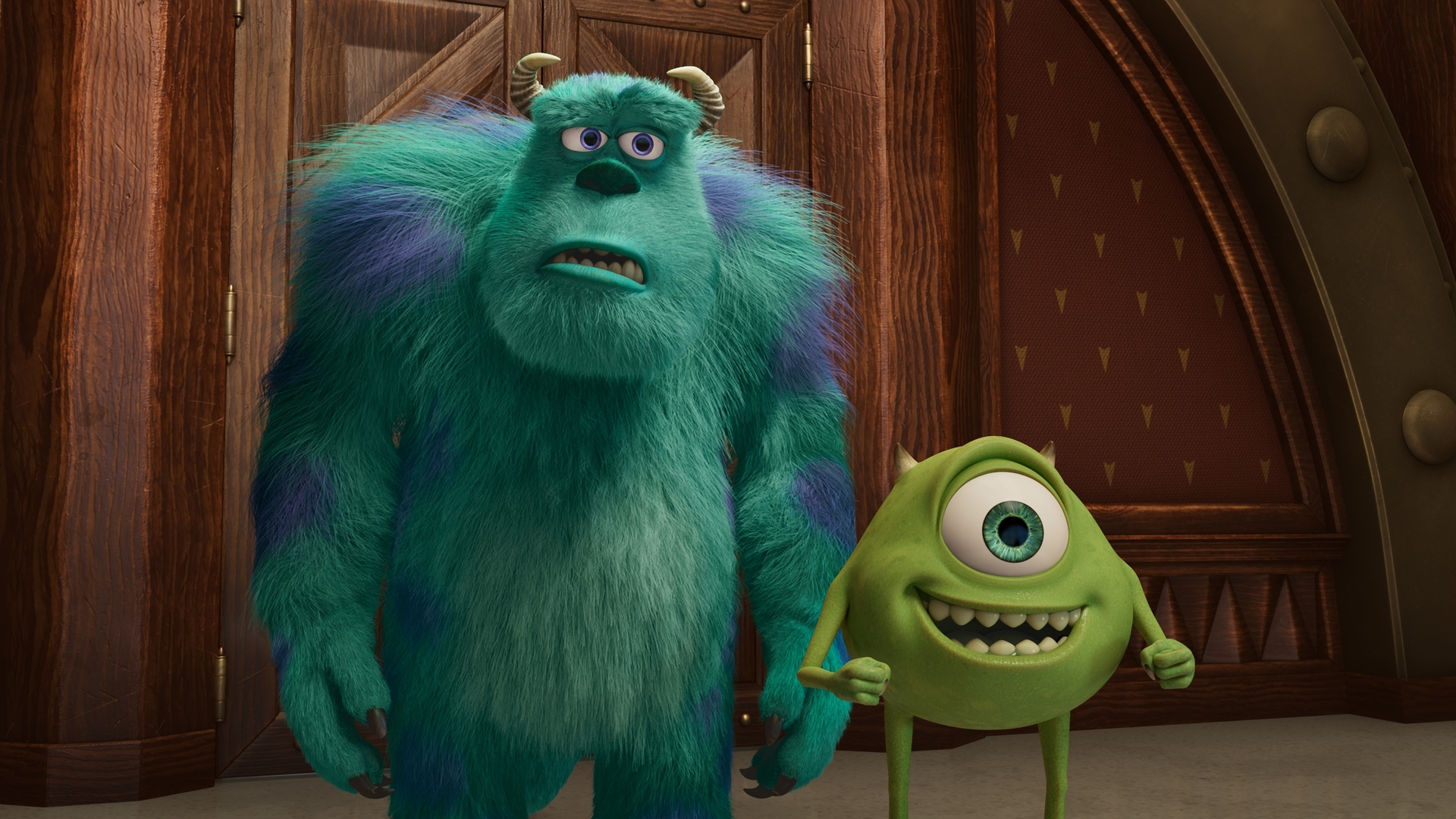 Sully (voiced by John Goodman) and Mike (voiced by Billy Crystal) return in Monsters at Work, streaming on Disney+ from Wednesday. Photo: Disney.