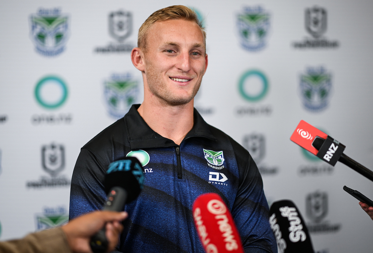 Tanah Boyd fronts his first Warriors media conference. Photo / Photosport