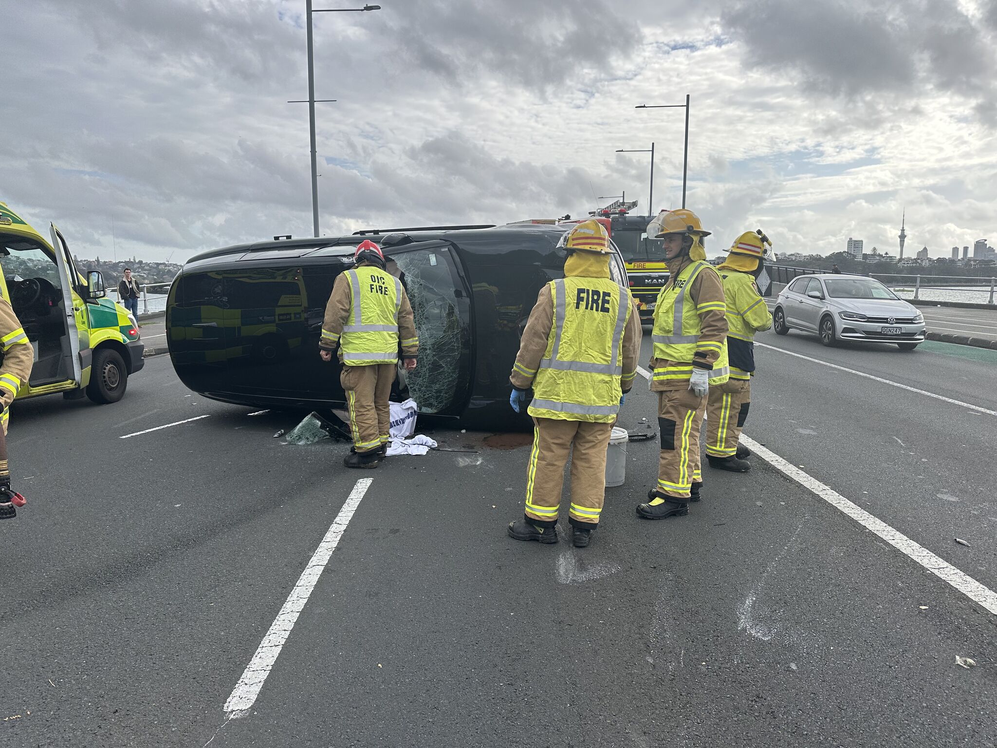 John Chow's vehicle after a spill in Auckland earlier this month.