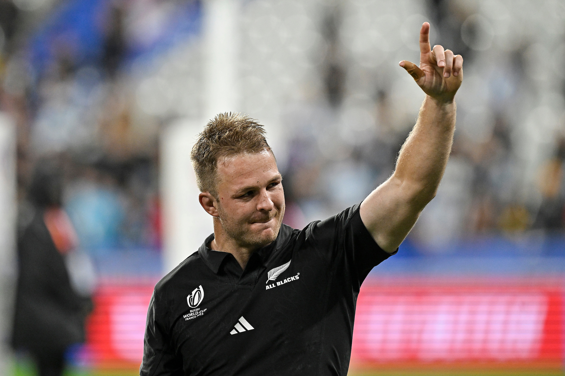 All Blacks captain Sam Cane celebrates reaching the Rugby World Cup final after the semifinal win over Argentina. Photo / Photosport
