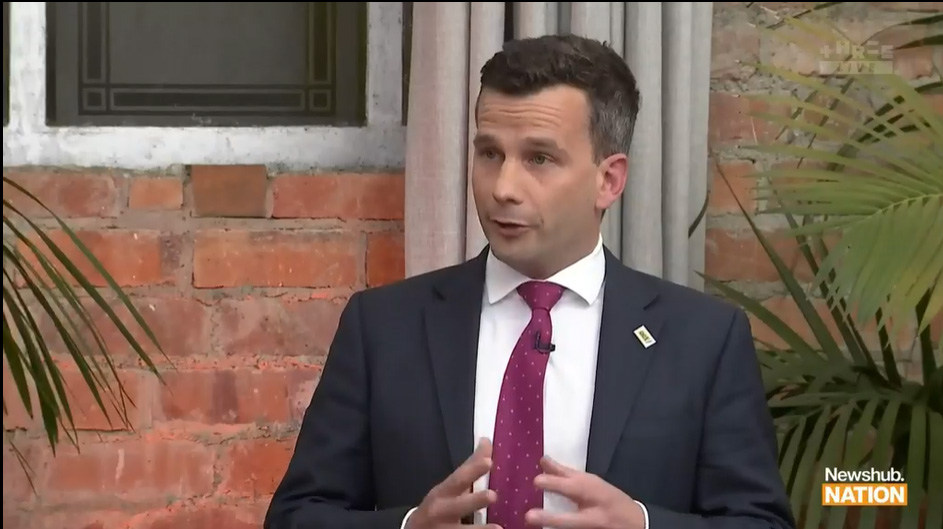 David Seymour opens tonight's Newshub Nation debate. Photo / Three
