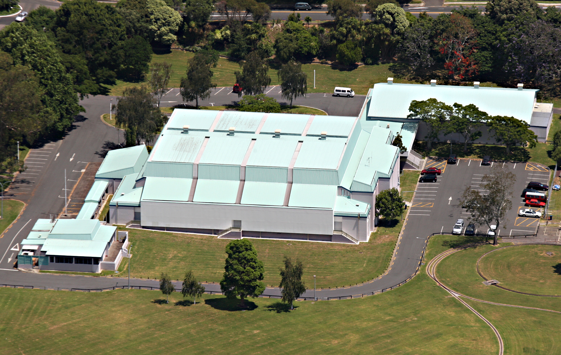 Queen Elizabeth Youth Centre and Memorial Hall, pictured from the east in 2008. Photo / Jimmy Joe