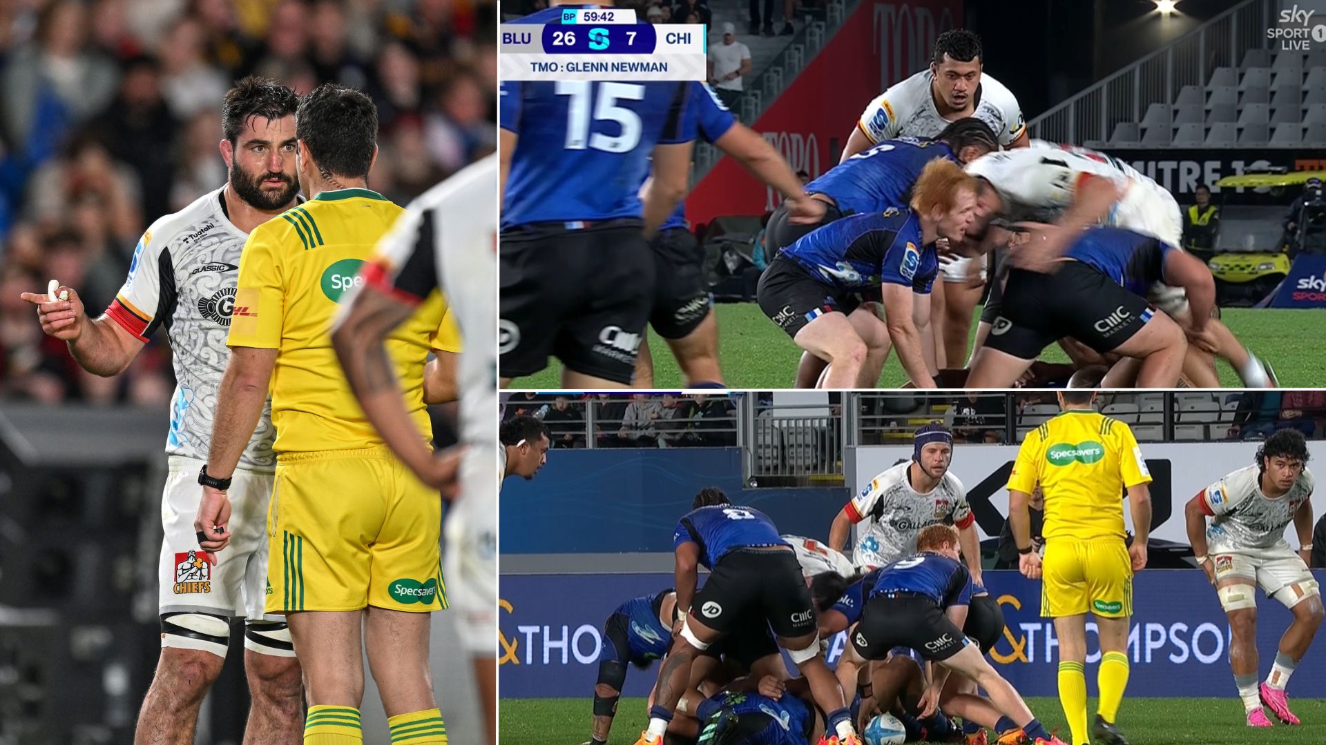 Luke Jacobson found himself in hot water after crashing into Finlay Christie while trying to clean out a ruck. Photo / Photosport / Sky Sport