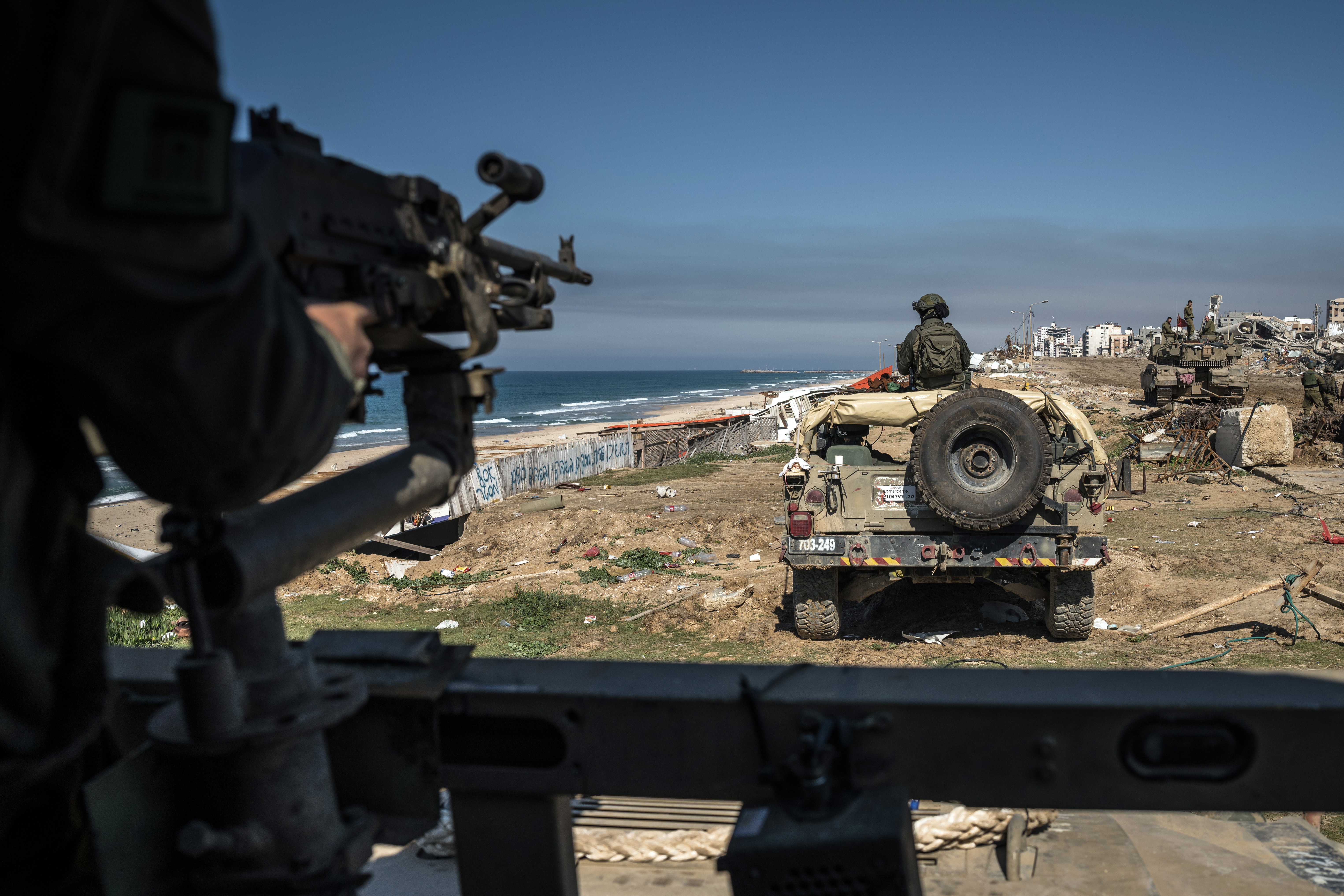 Israeli troops in Gaza during an escorted press tour on February 10, 2024. Photo / Sergey Ponomarev, The New York Times