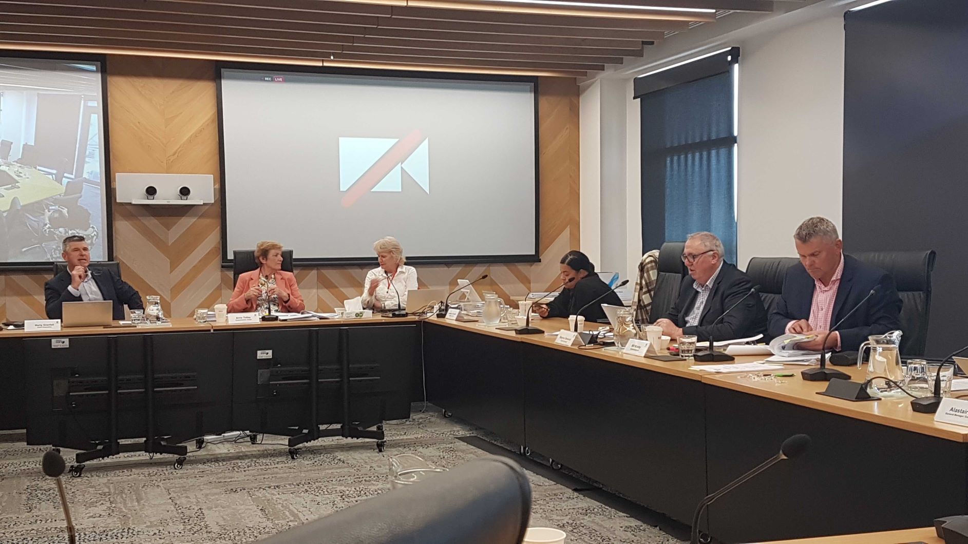 Tauranga City commissioners chair Anne Tolley (centre) with fellow commissioners (on the right) Stephen Selwood and Bill Wasley. Photo / Sandra Conchie